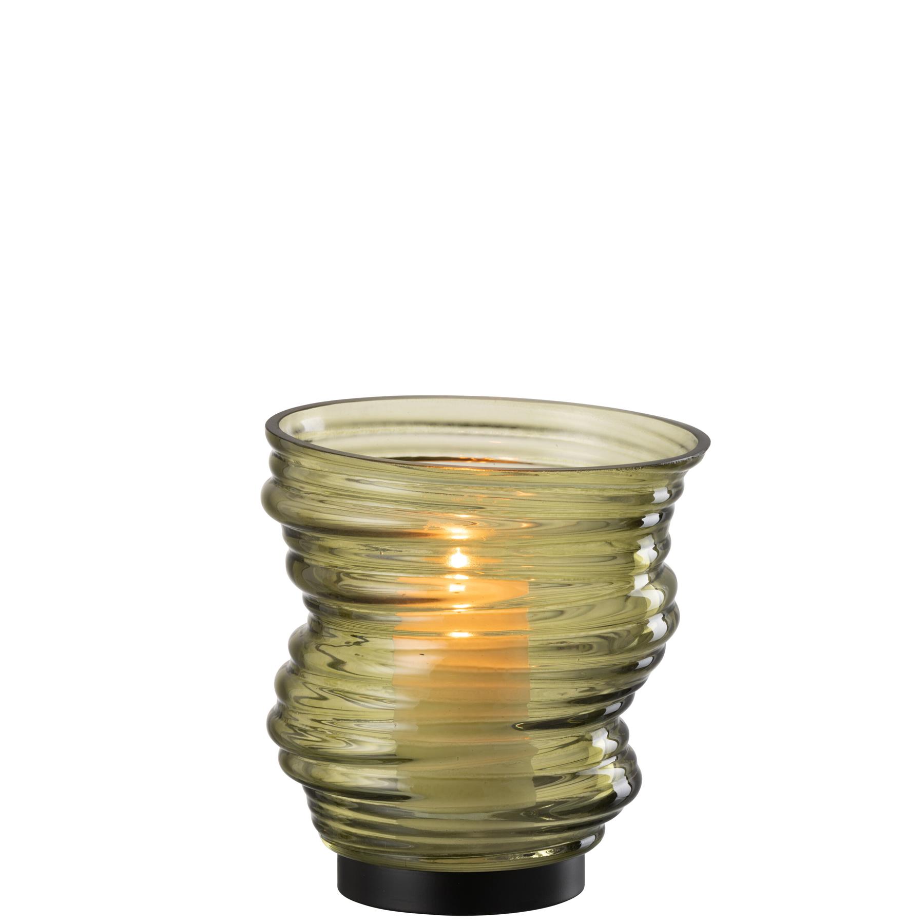 J-Line vaas Tornado - glas - groen - small - Ø 16 cm