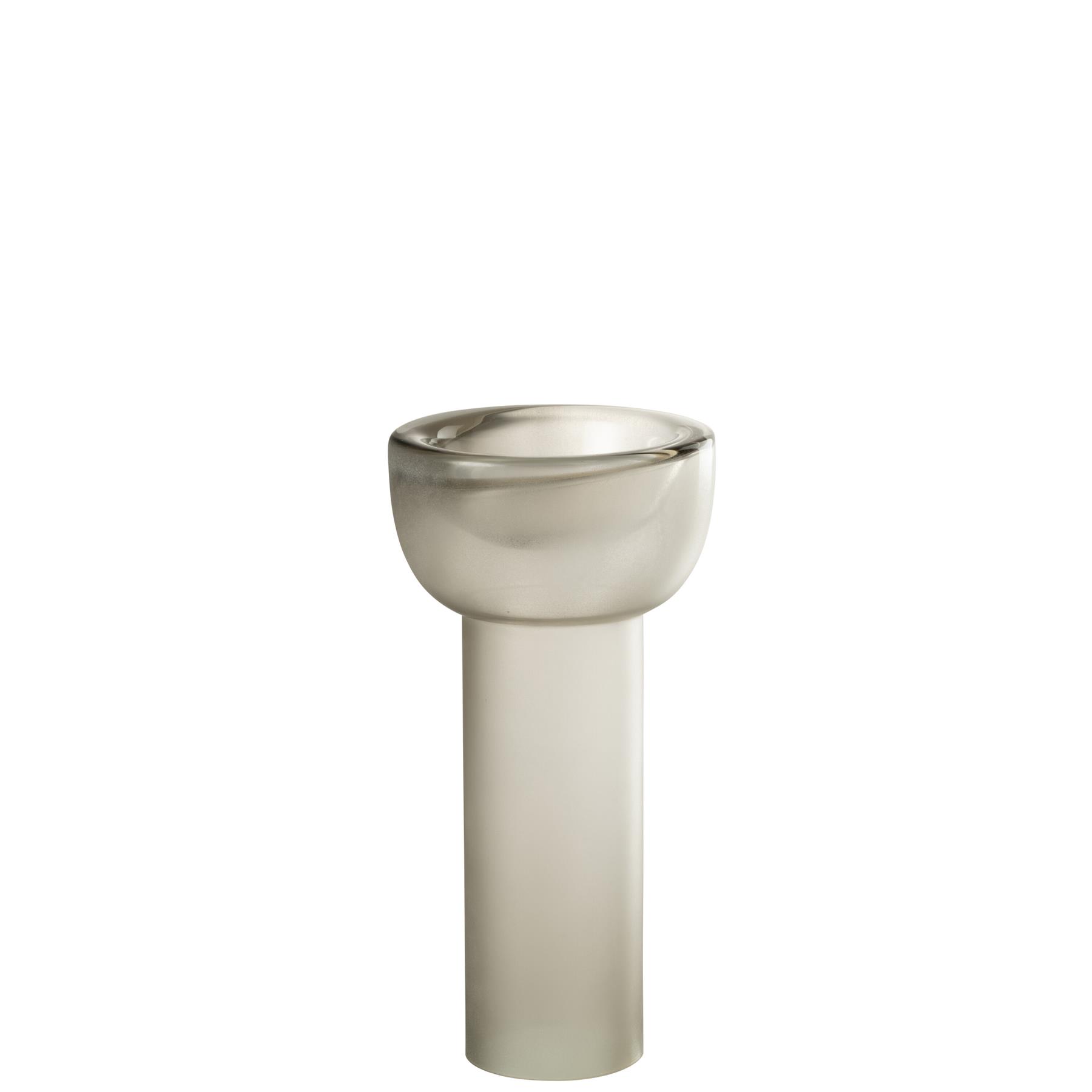J-Line vaas|kandelaar Yara - glas - greige - medium - 32 cm hoog