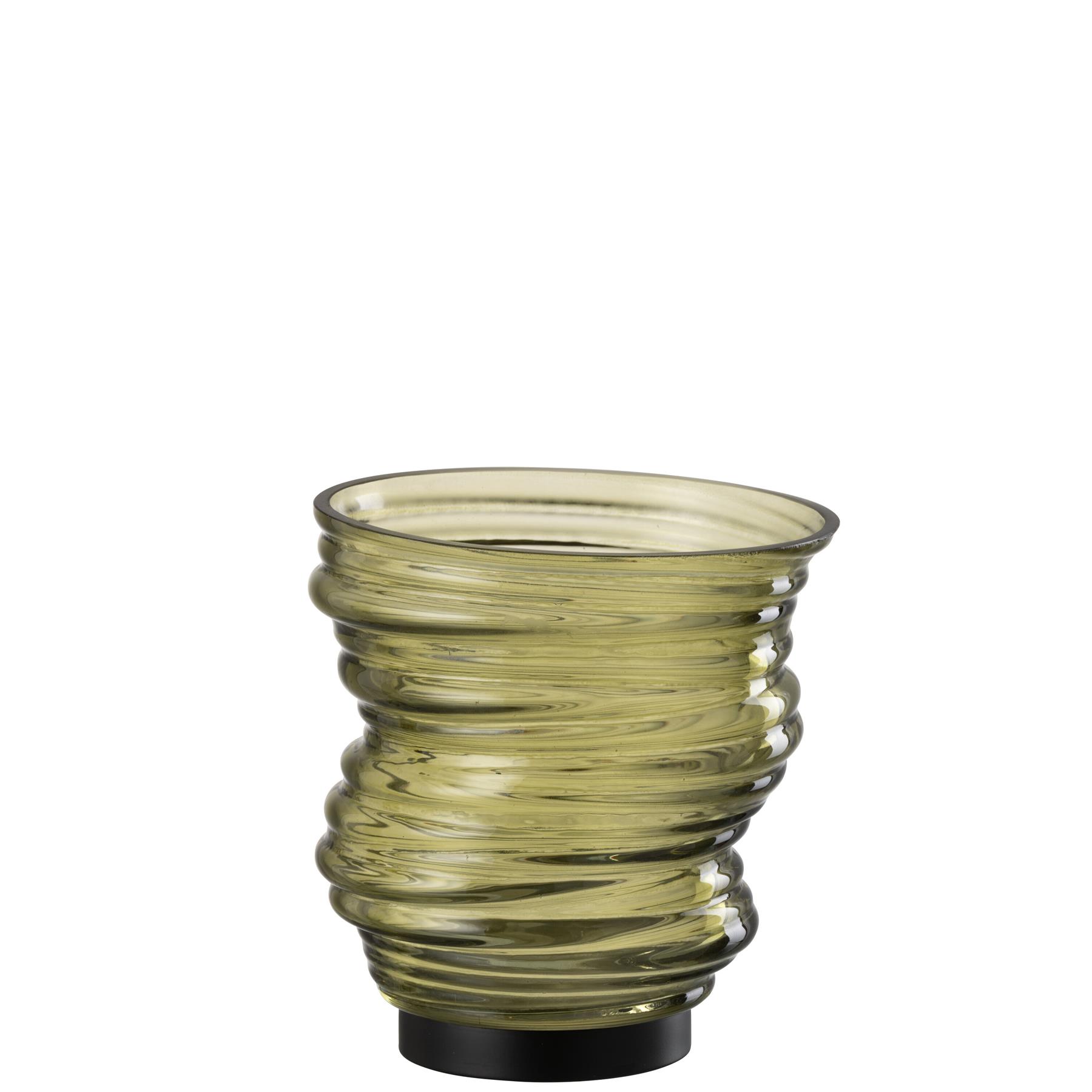 J-Line vaas Tornado - glas - groen - small - Ø 16 cm