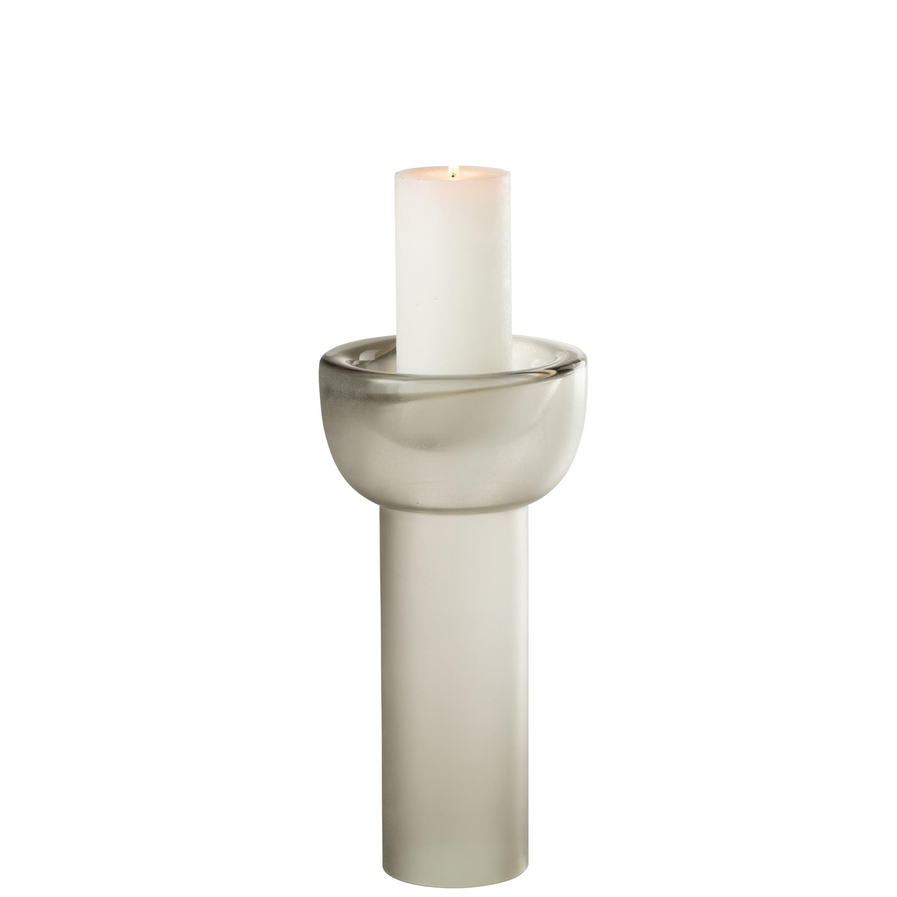 J-Line vaas|kandelaar Yara - glas - greige - medium - 32 cm hoog