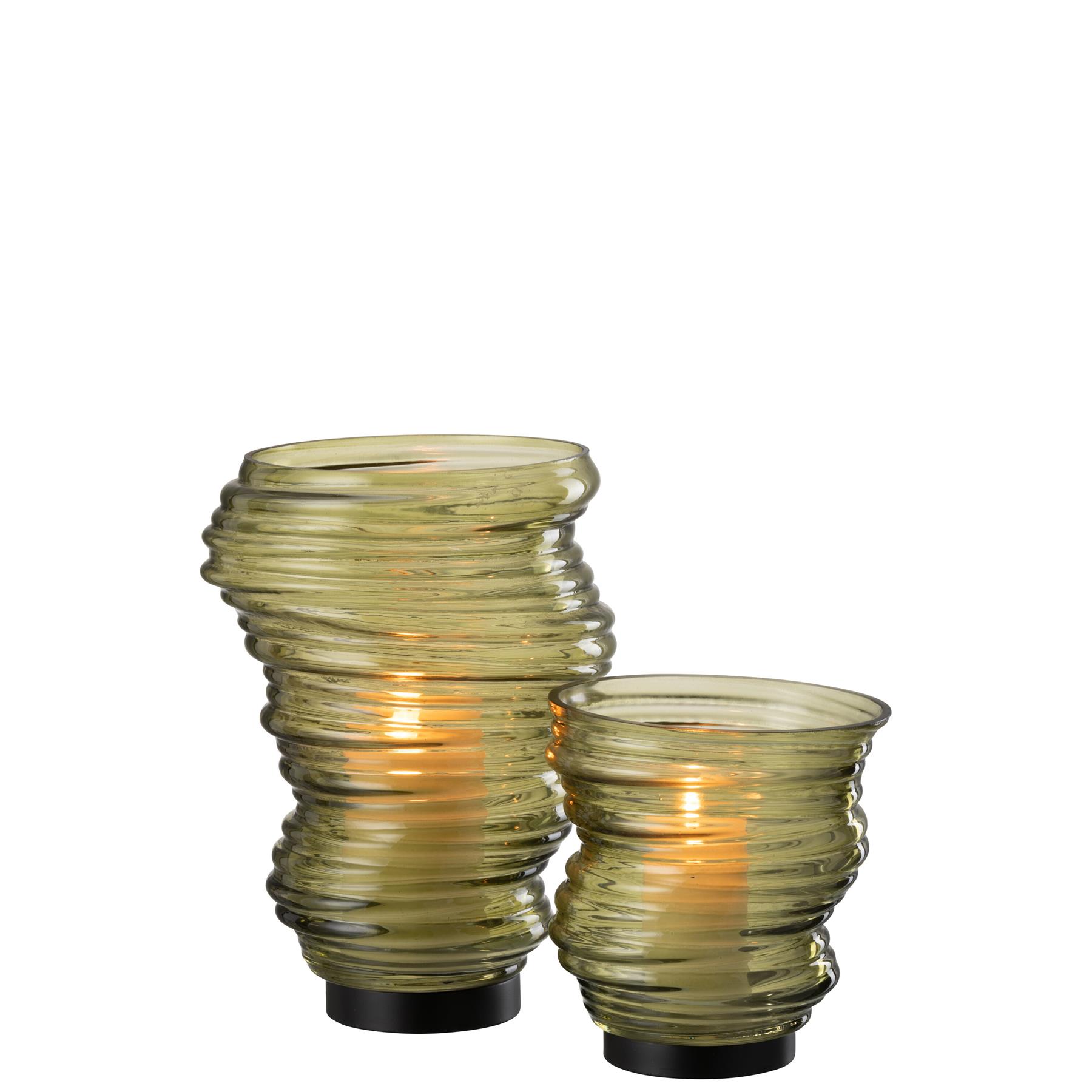 J-Line vaas Tornado - glas - groen - small - Ø 16 cm