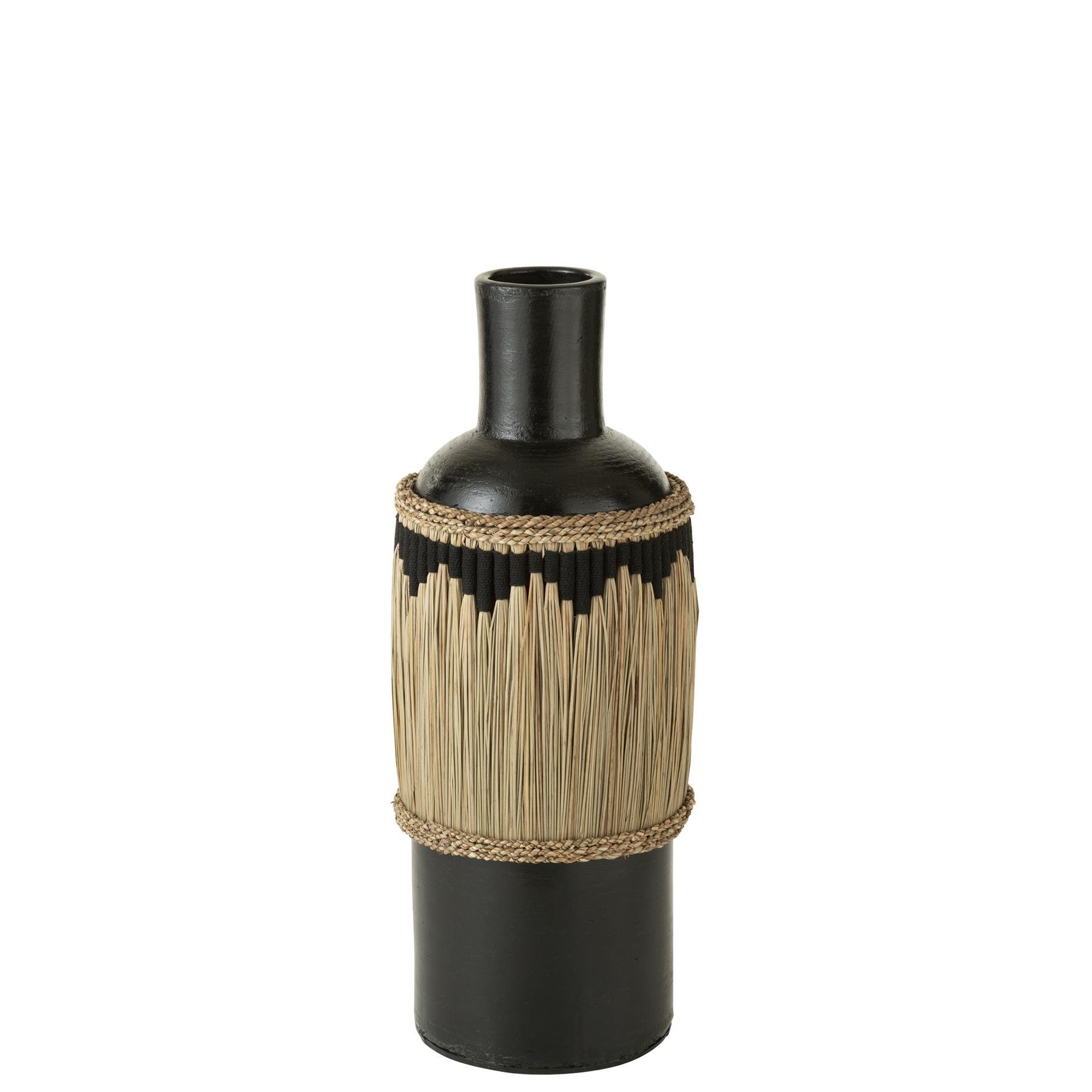 J-Line vaas motief - terracotta|gras - zwart|naturel - 75 cm hoog