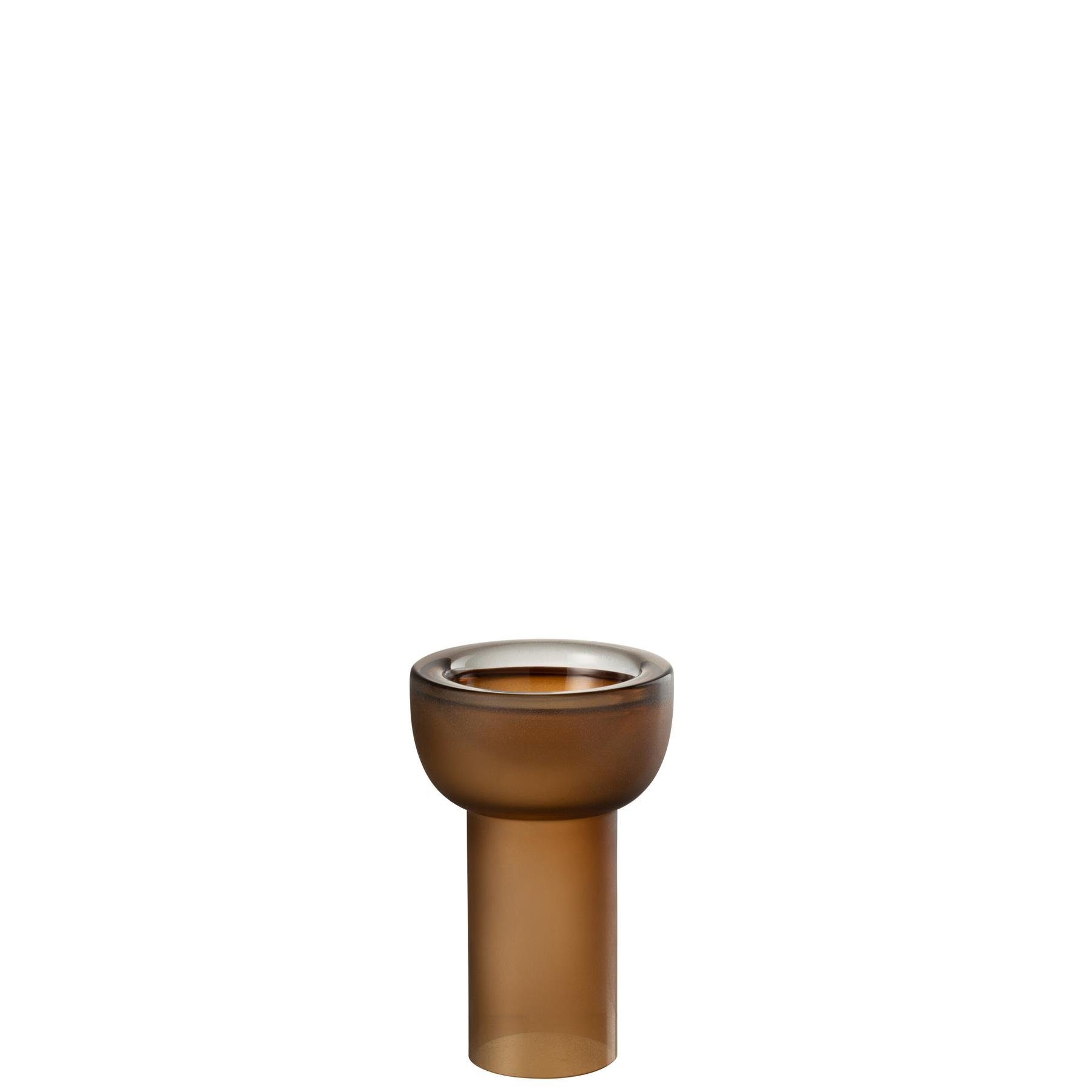 J-Line vaas|kandelaar Yoko - glas - bruin - small - 20 cm hoog
