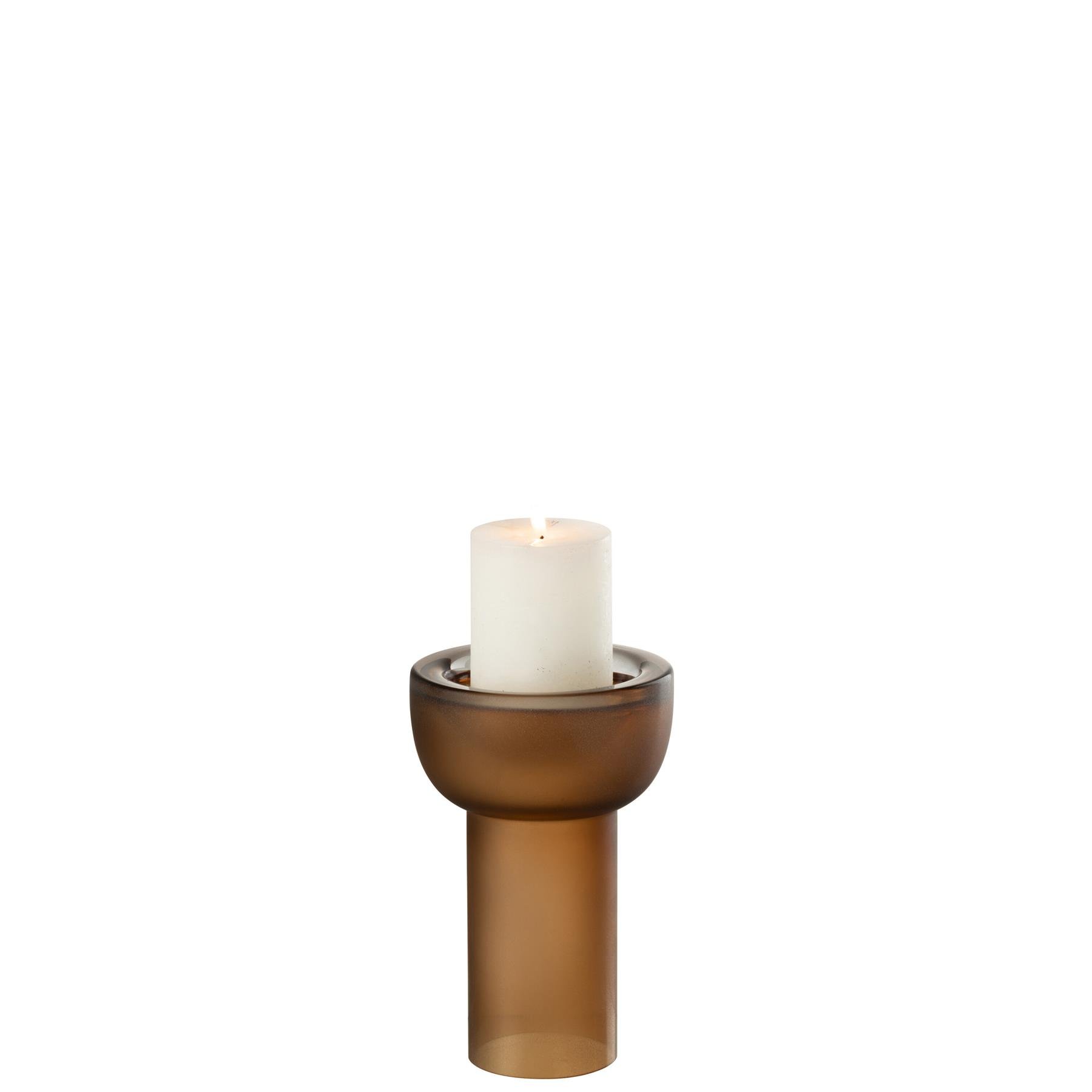 J-Line vaas|kandelaar Yoko - glas - bruin - small - 20 cm hoog