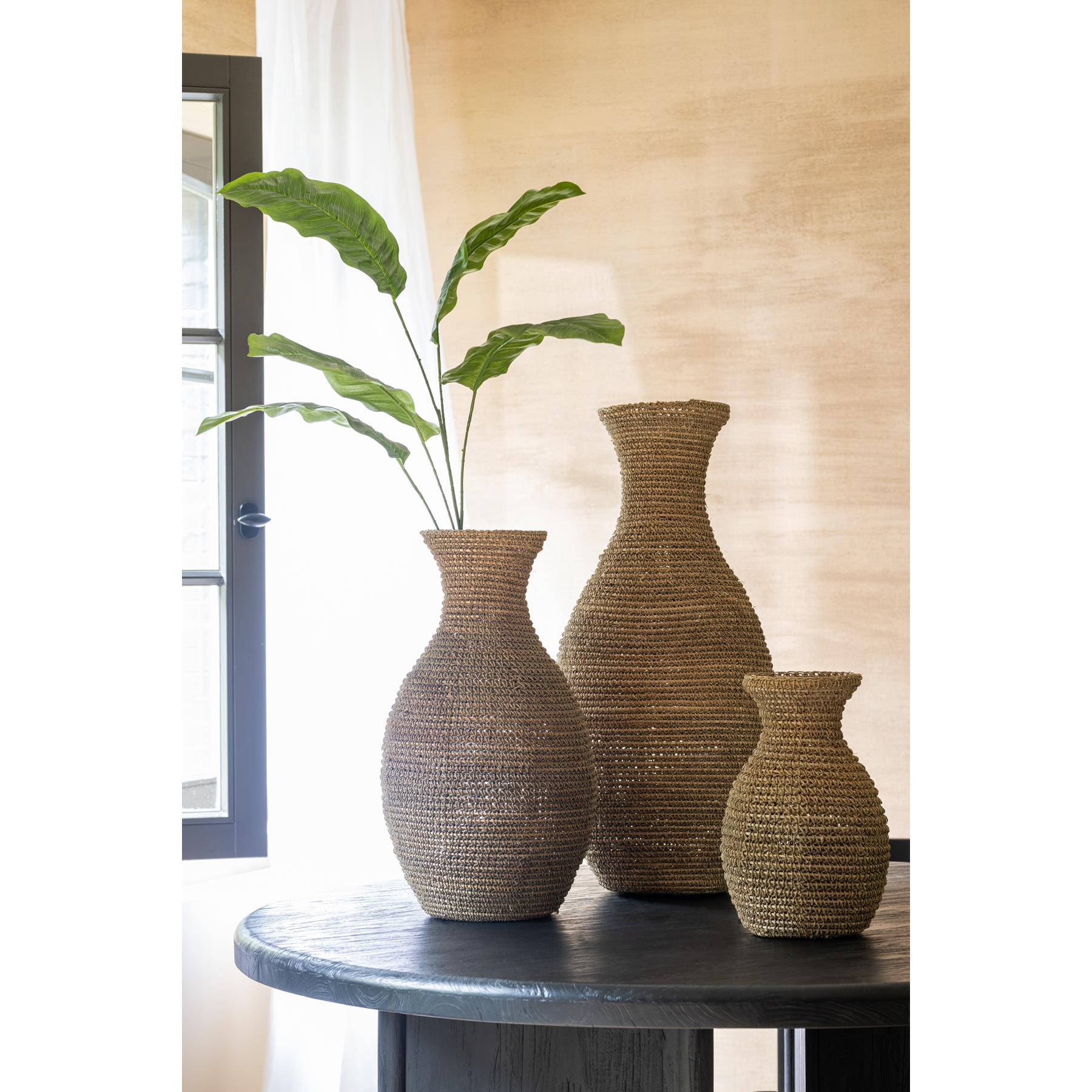 J-Line vaas Lise - zeegras - naturel - medium - 59 cm hoog