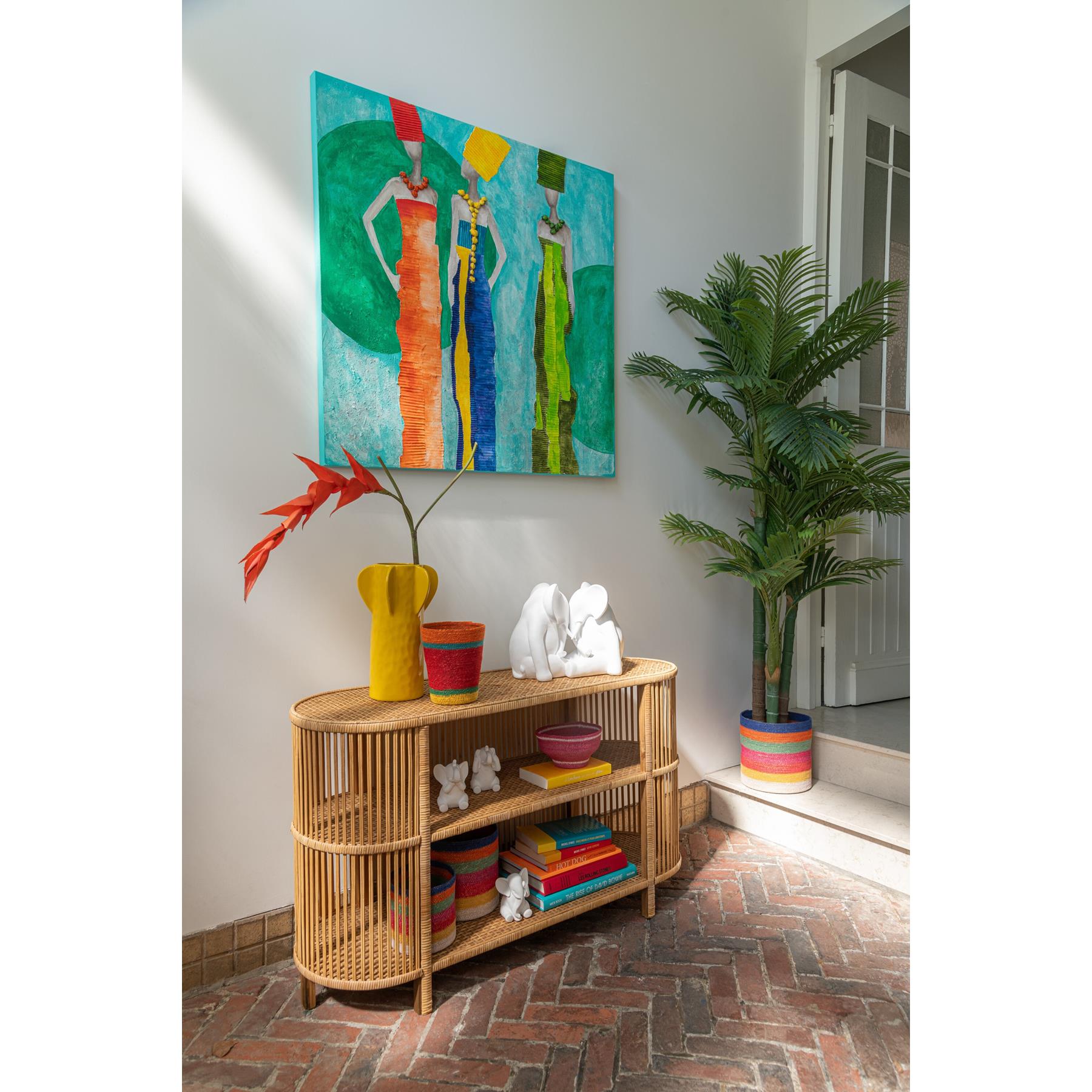 J-Line vaas Juno - keramiek - geel - medium - 27 cm hoog