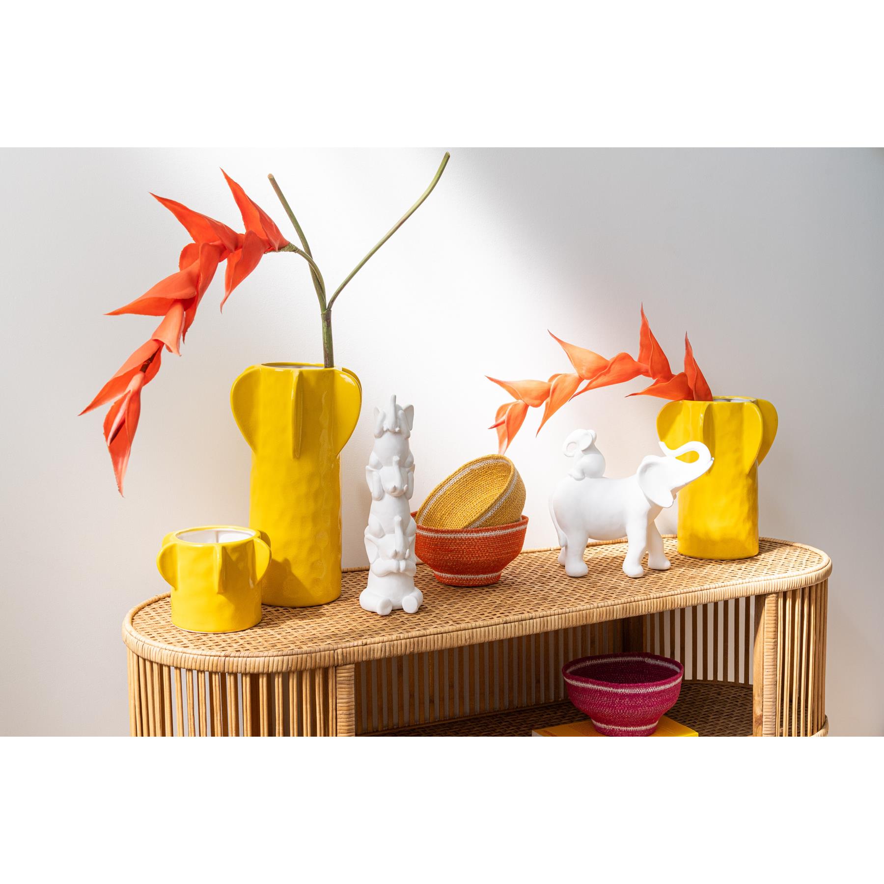 J-Line vaas Juno - keramiek - geel - medium - 27 cm hoog