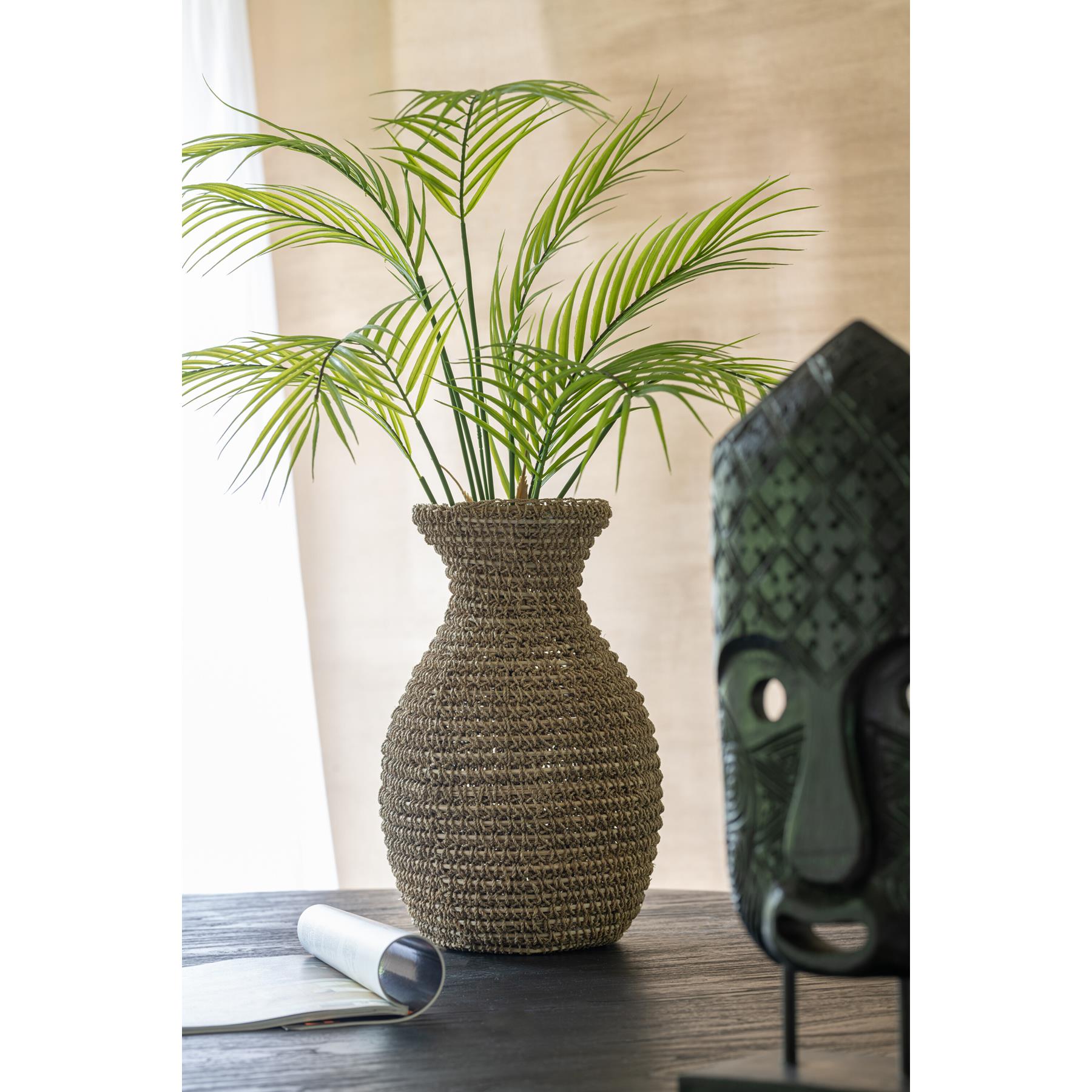 J-Line vaas Lise - zeegras - naturel - small - 38 cm hoog