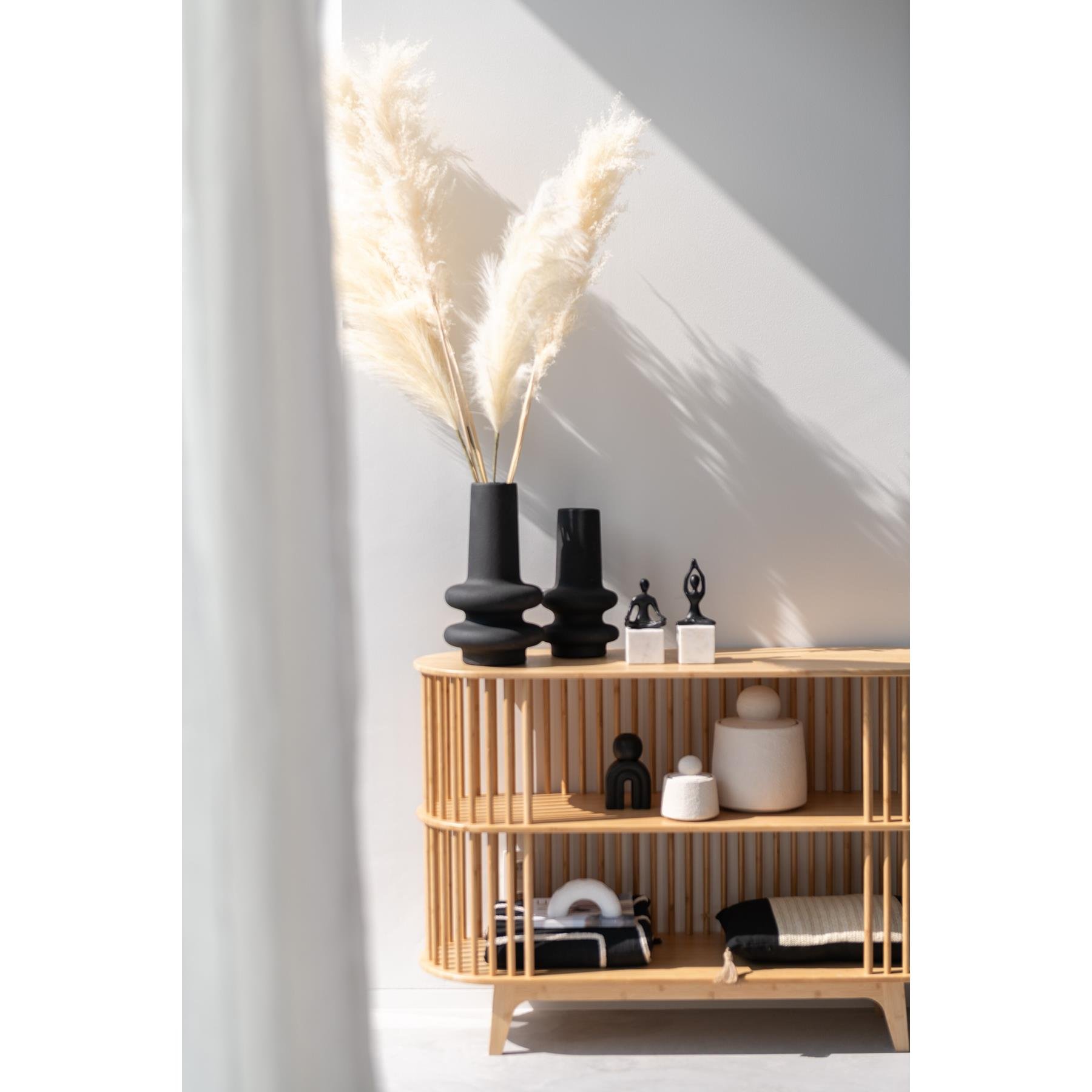 J-Line vaas Lyra - keramiek - zwart - large - 39 cm hoog