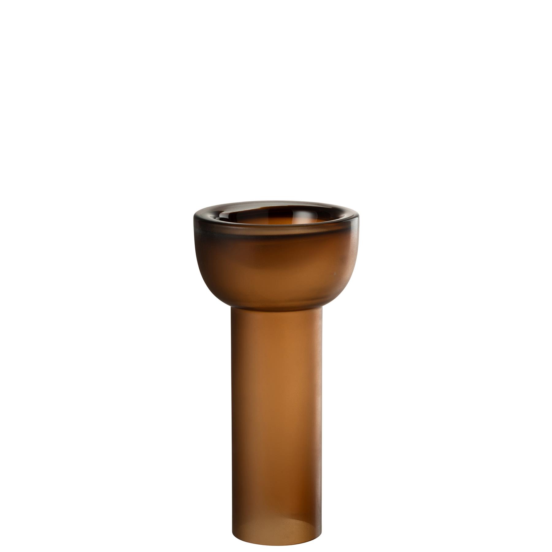J-Line vaas|kandelaar Yoko - glas - bruin - medium - 32 cm hoog