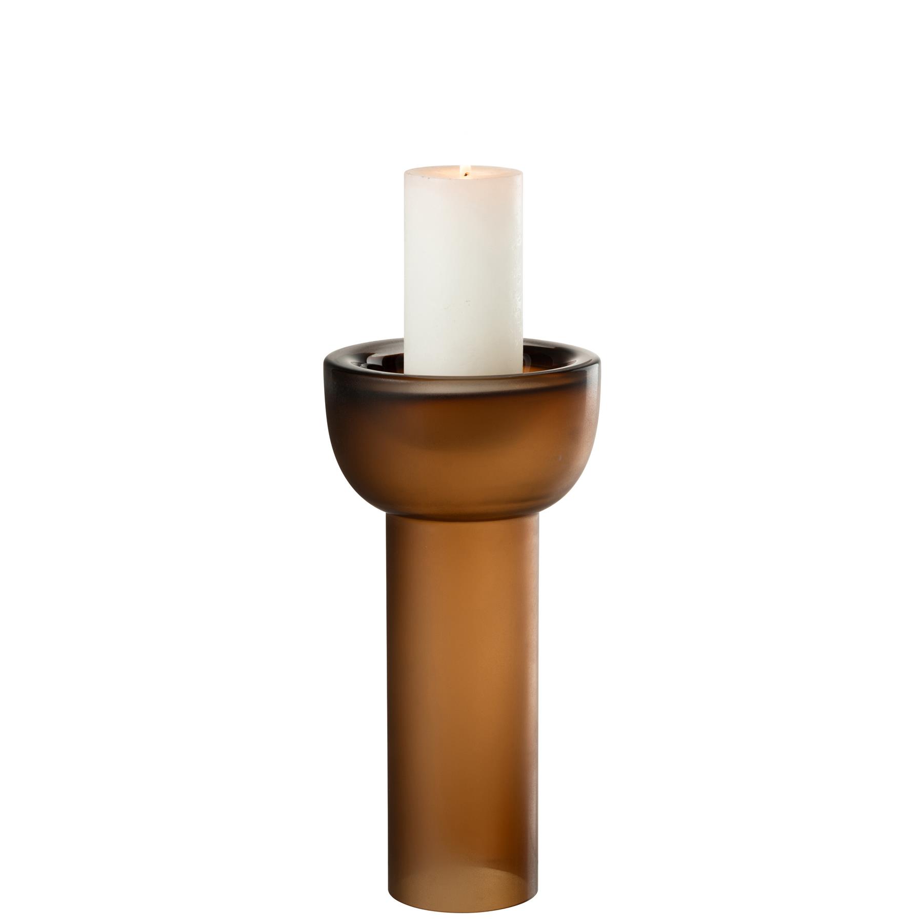 J-Line vaas|kandelaar Yoko - glas - bruin - medium - 32 cm hoog