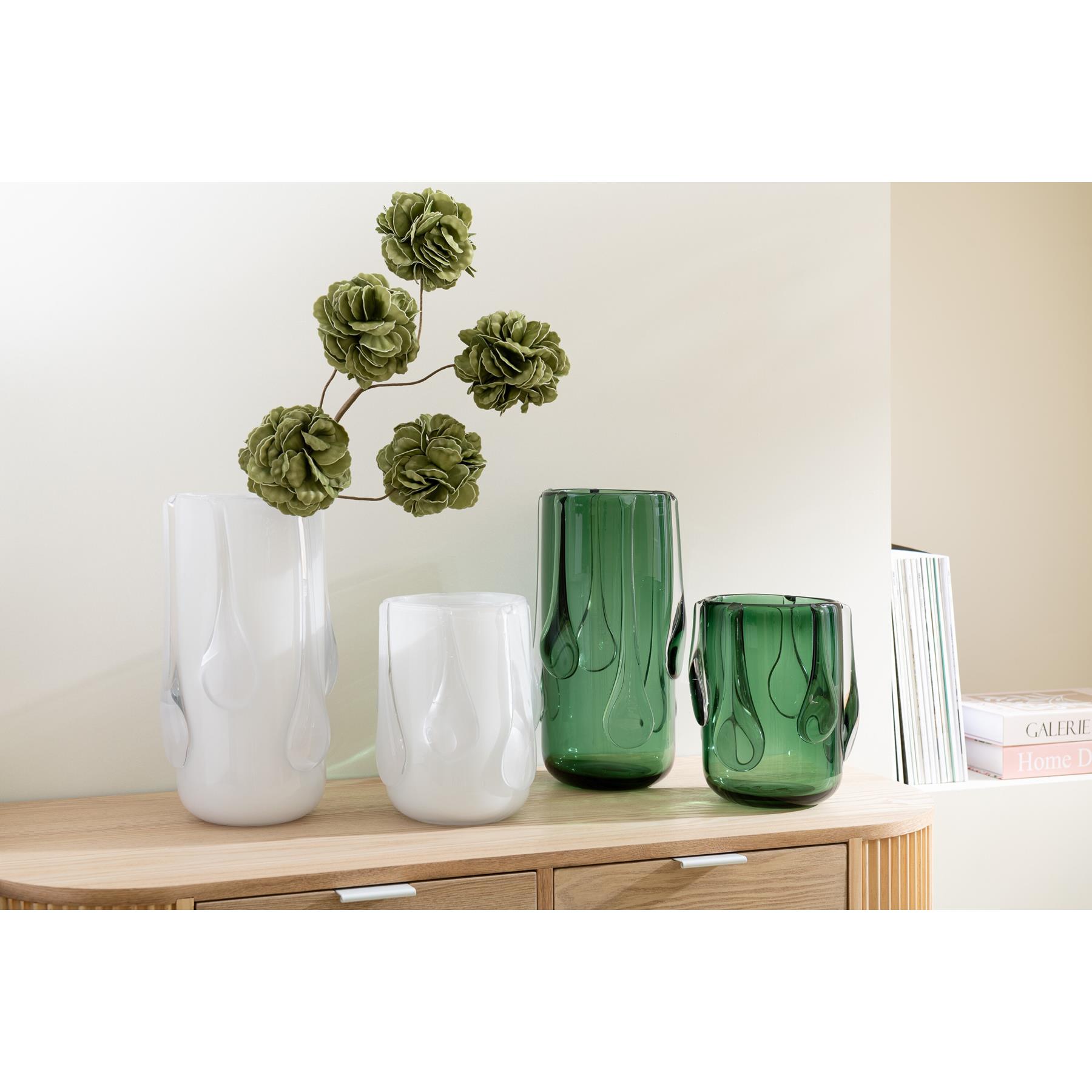 J-Line vaas Drippy - glas - groen - small - Ø 18.5 cm