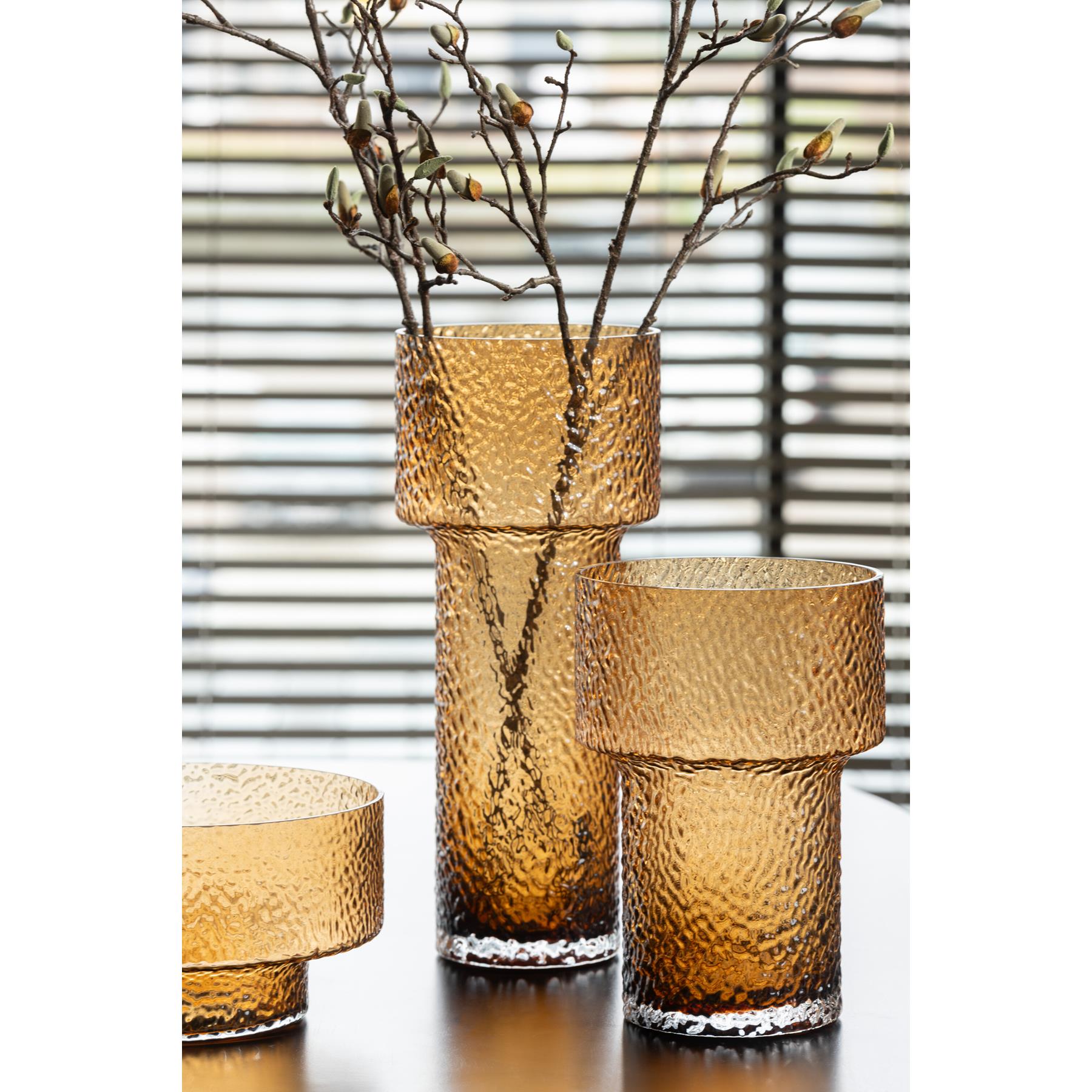 J-Line vaas Laag Betty - glas - bruin - 45 cm hoog