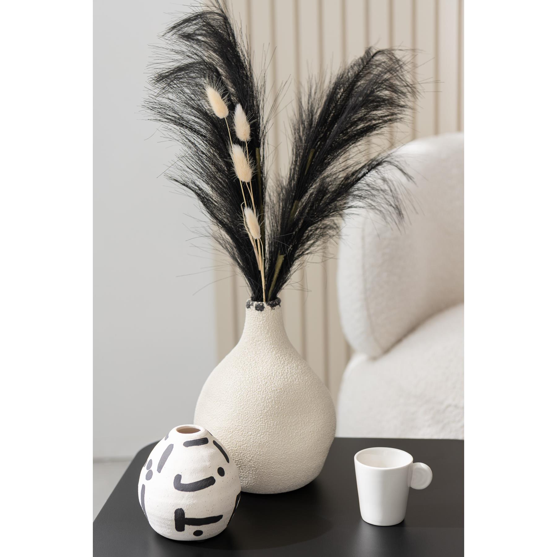 J-Line vaas Kira Rond - keramiek - wit|zwart - small - Ø 10 cm