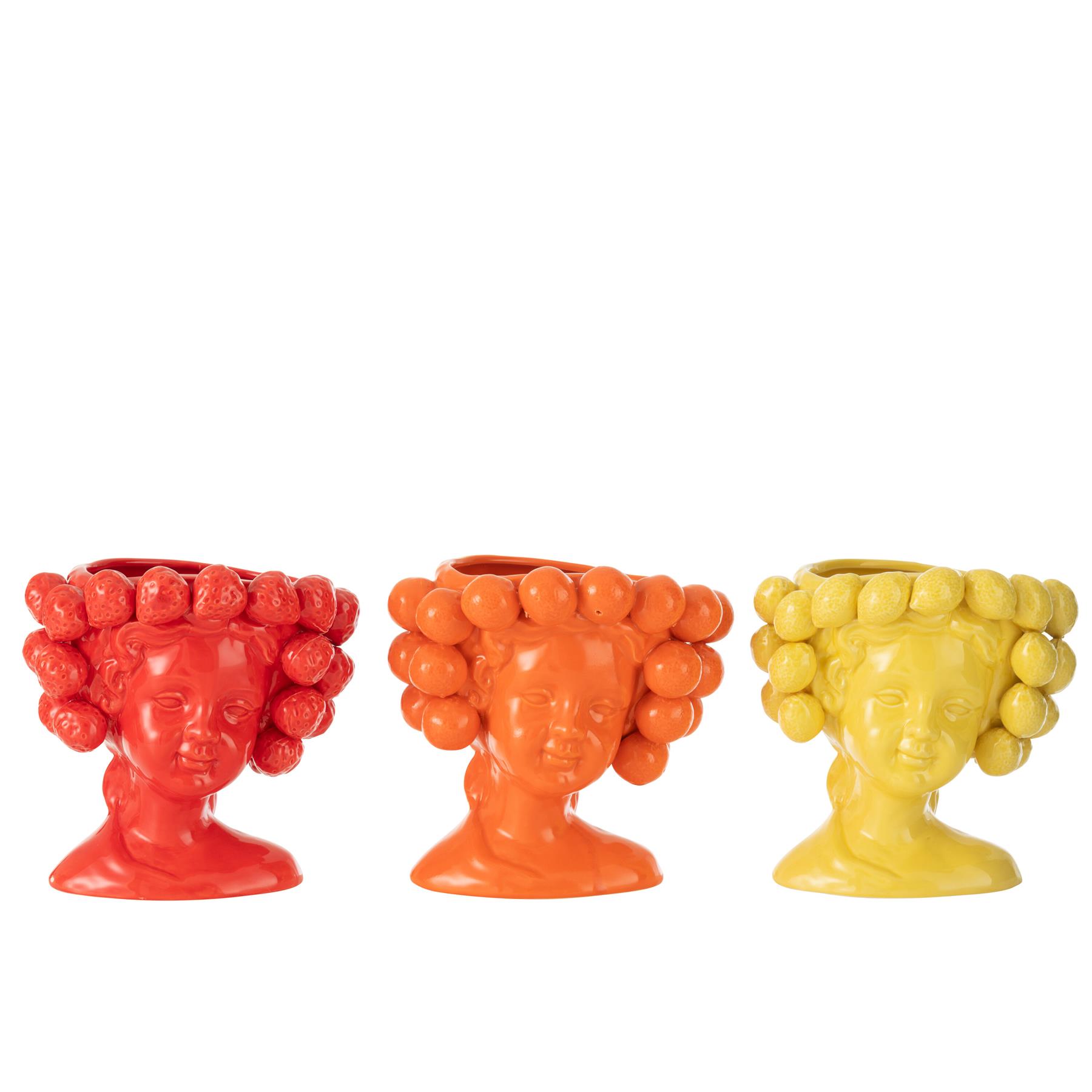 J-Line bloempot Aardbeien Meisje - keramiek - rood - Ø 16.5 cm