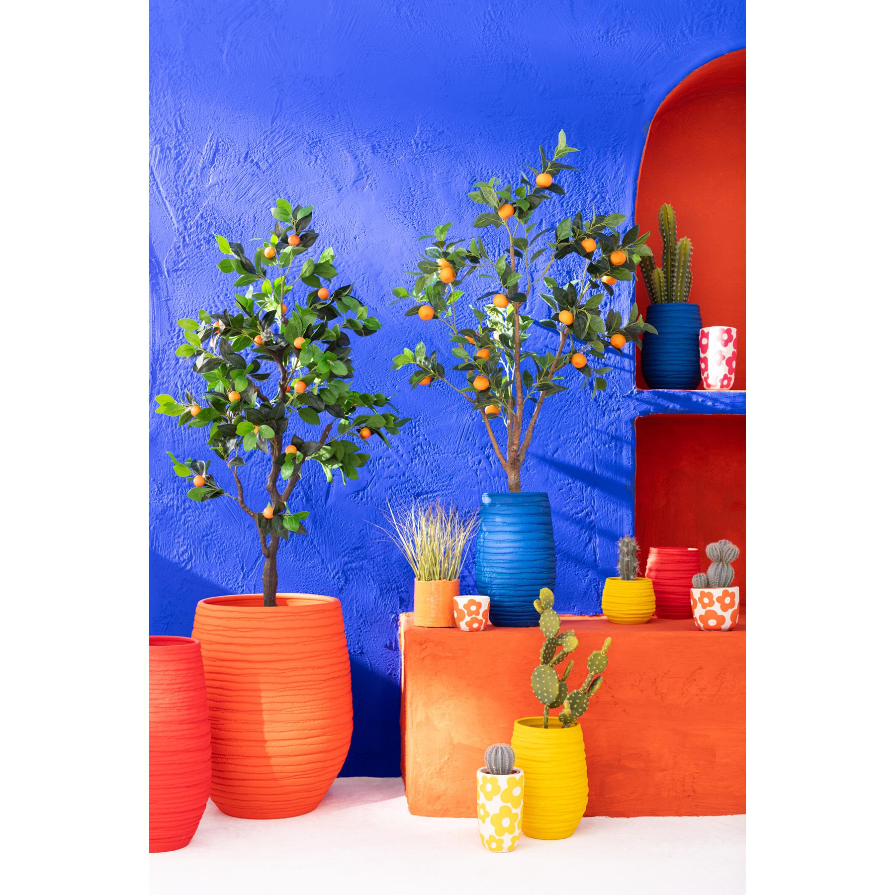 J-Line bloempot Fiesta - keramiek - oranje - large - Ø 44 cm