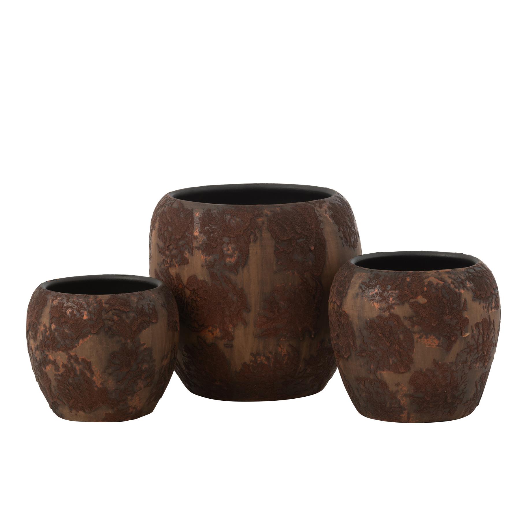 J-Line bloempot Round Terra - keramiek - bruin - large - Ø 24 cm