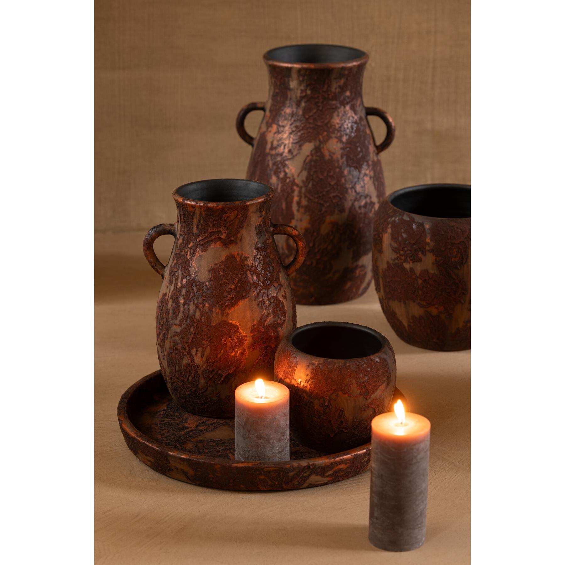 J-Line bloempot Round Terra - keramiek - bruin - large - Ø 24 cm