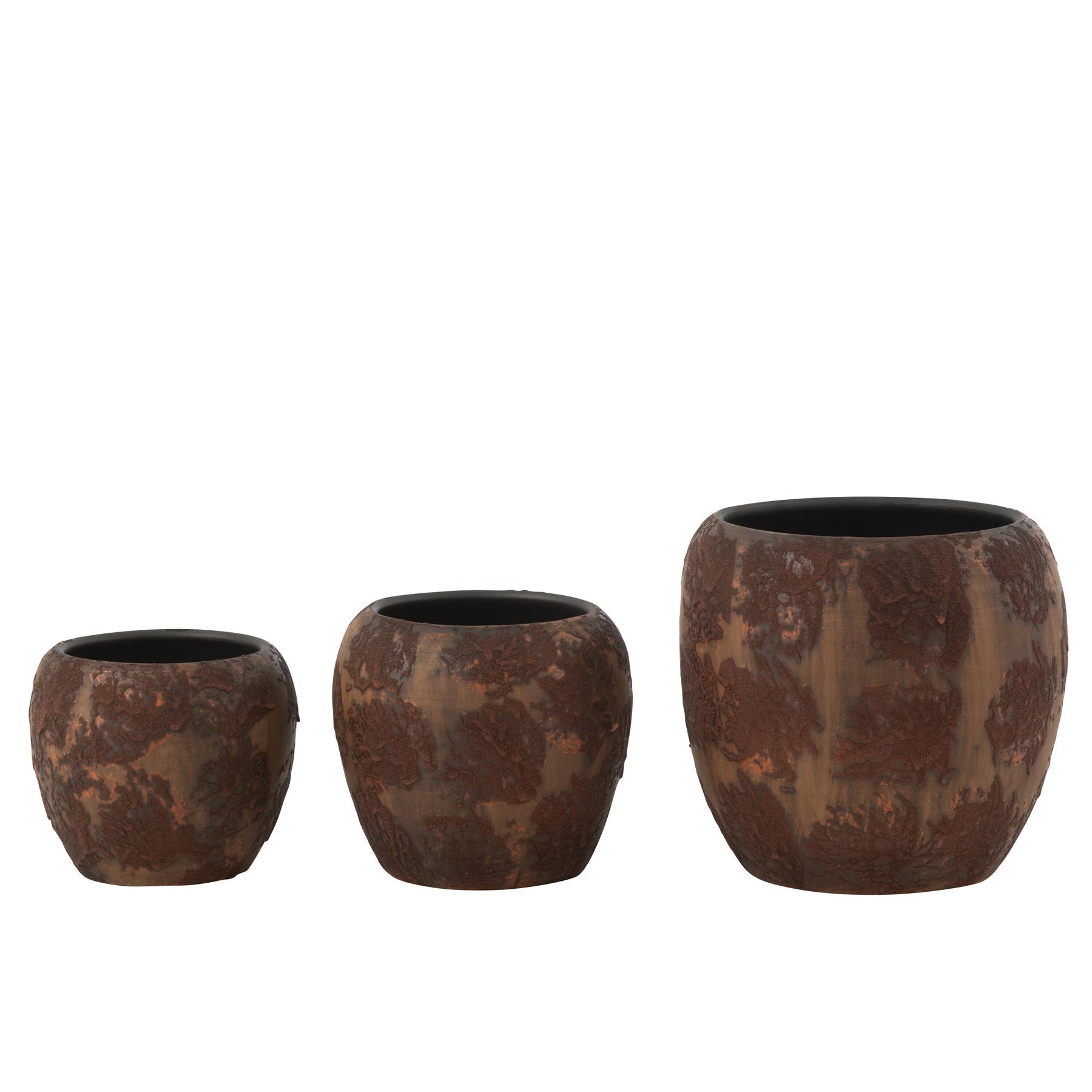 J-Line bloempot Round Terra - keramiek - bruin - large - Ø 24 cm