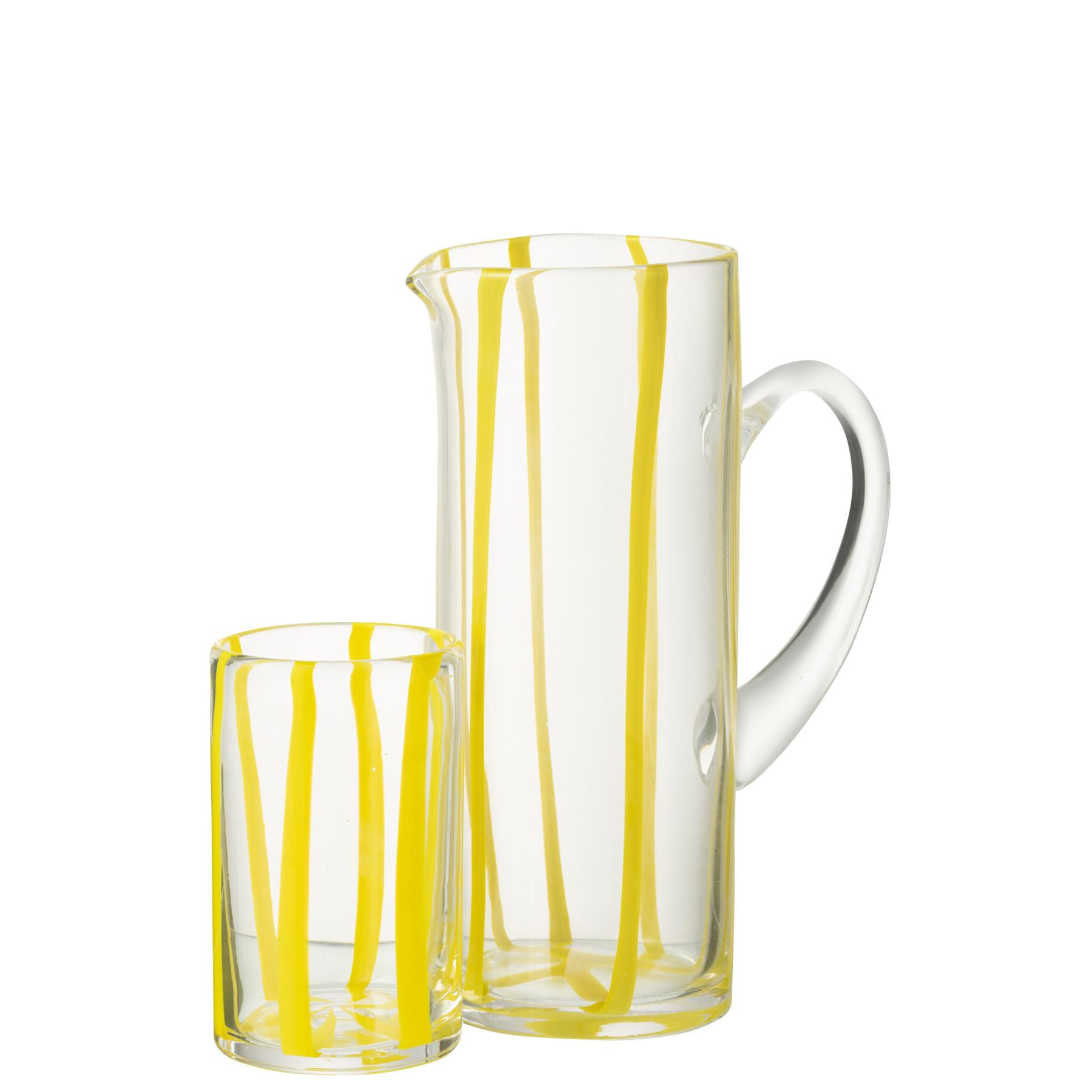 J-Line karaf Strepen - glas - transparant|geel