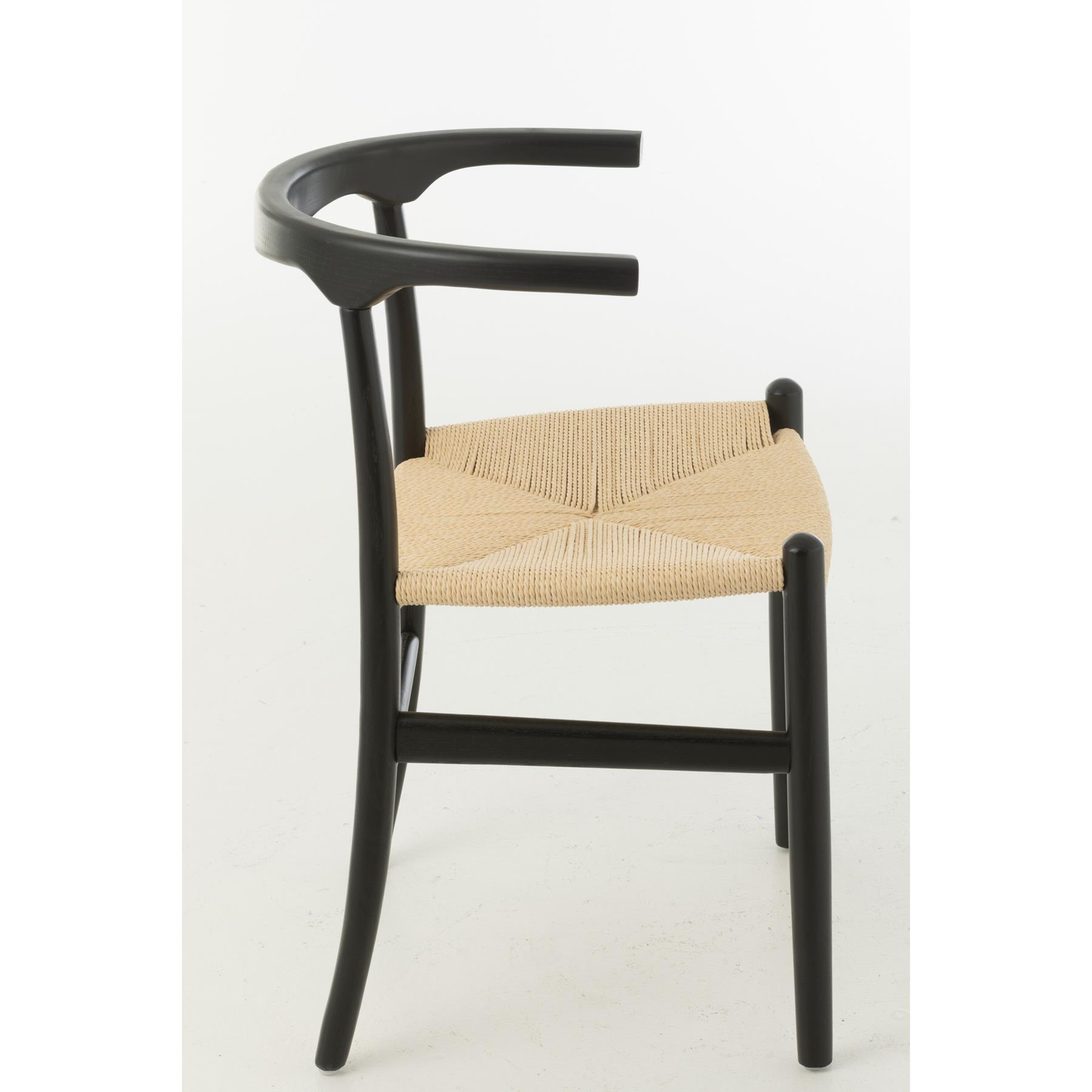 J-Line stoel Toon - beukenhout|touw - zwart
