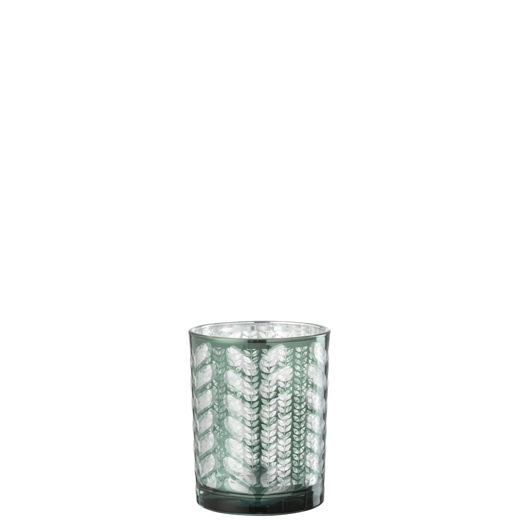 J-Line windlicht Visgraat - glas - groen|zilver - medium