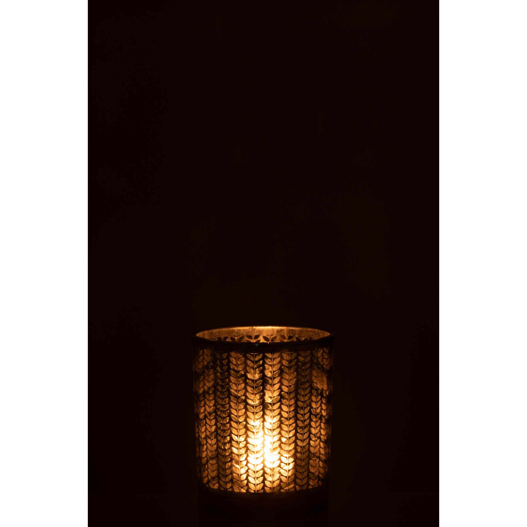 J-Line windlicht Visgraat - glas - groen|zilver - medium