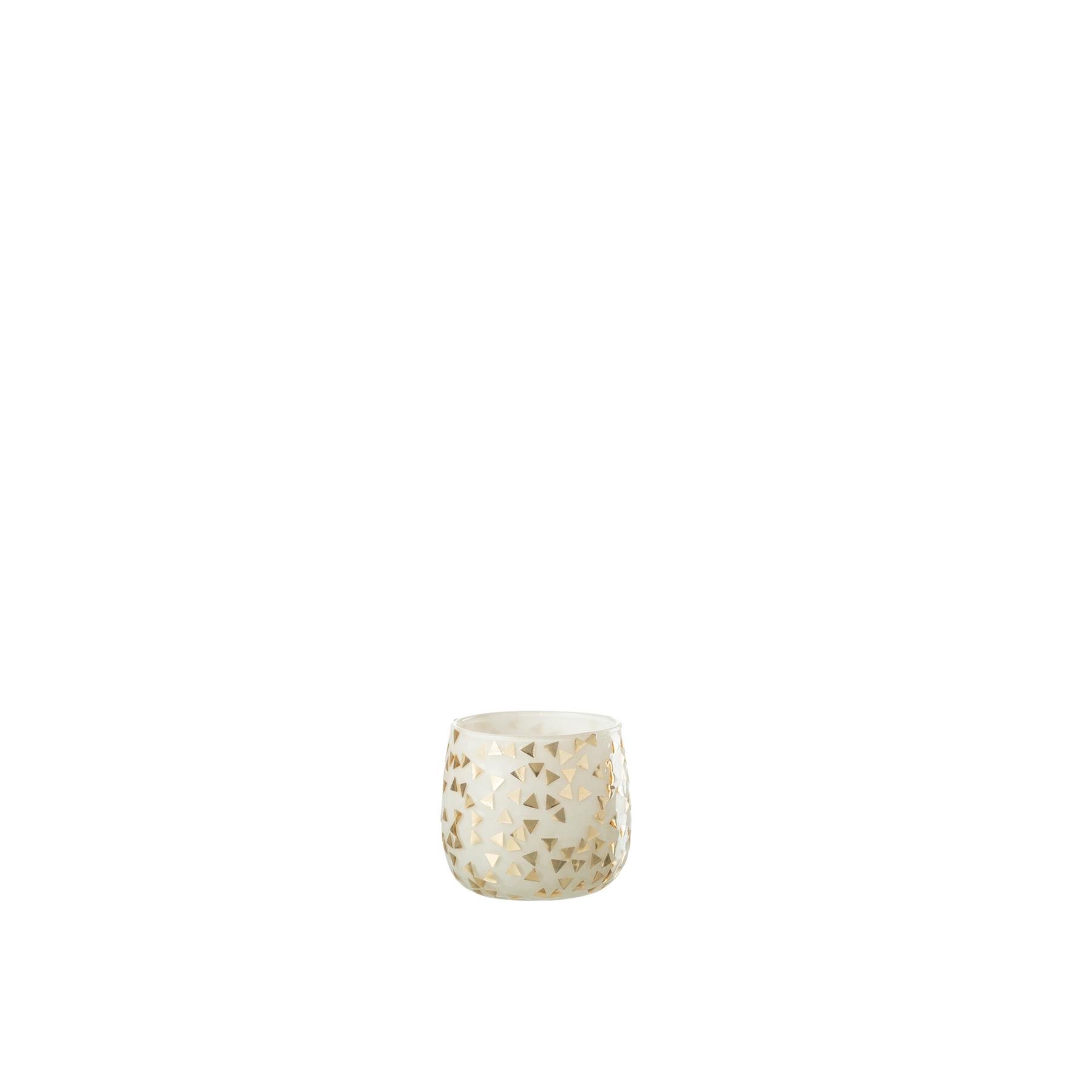 J-Line kaarshouder Driehoek - glas - wit|goud - small - 4 stuks