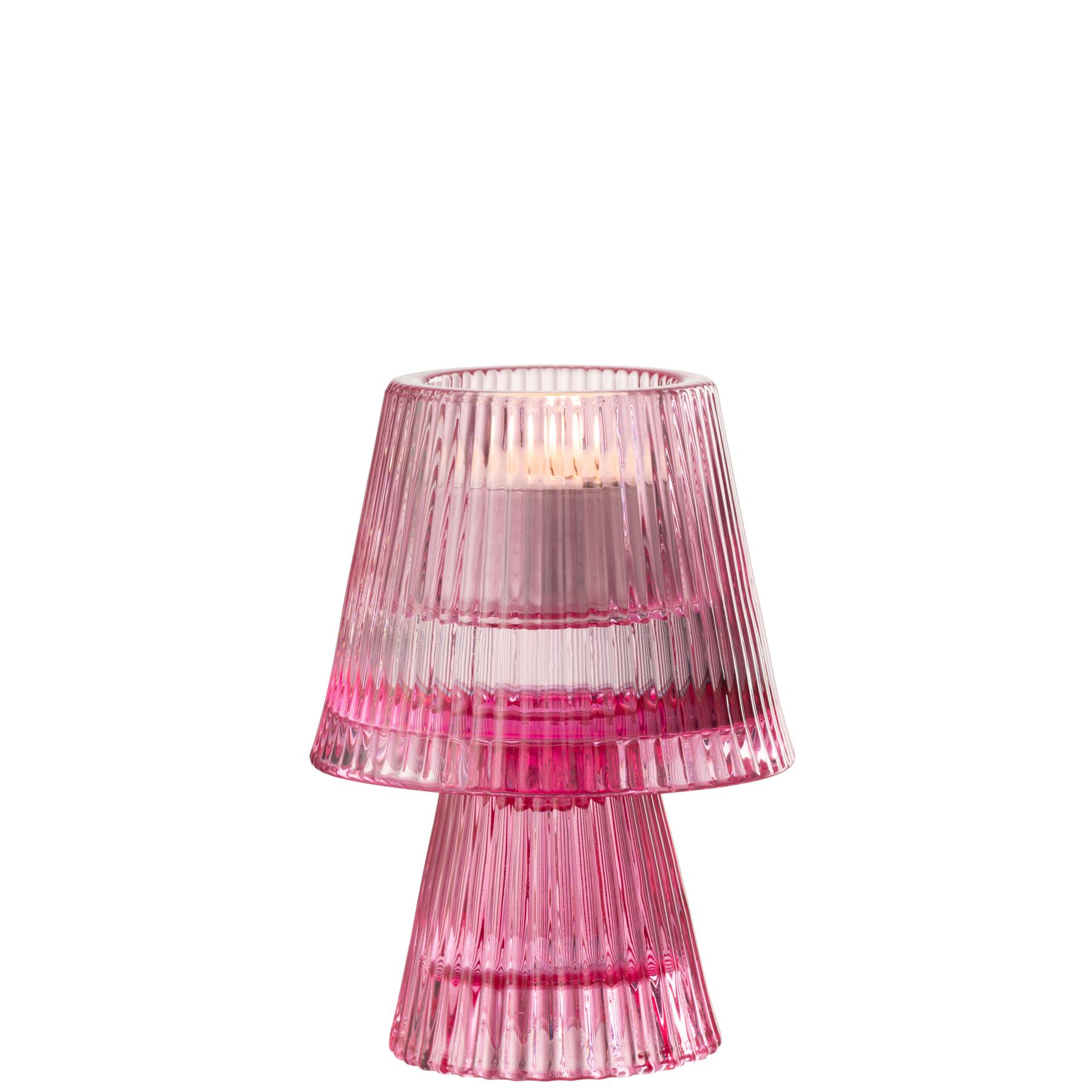 J-Line theelichthouder Hoed - glas - roze