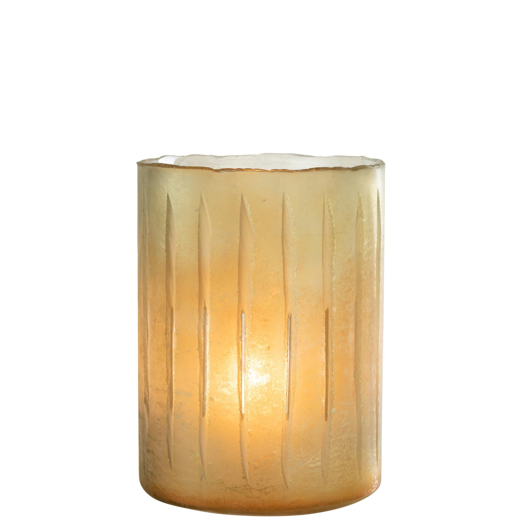J-Line windlicht Strepen - glas - geel - large