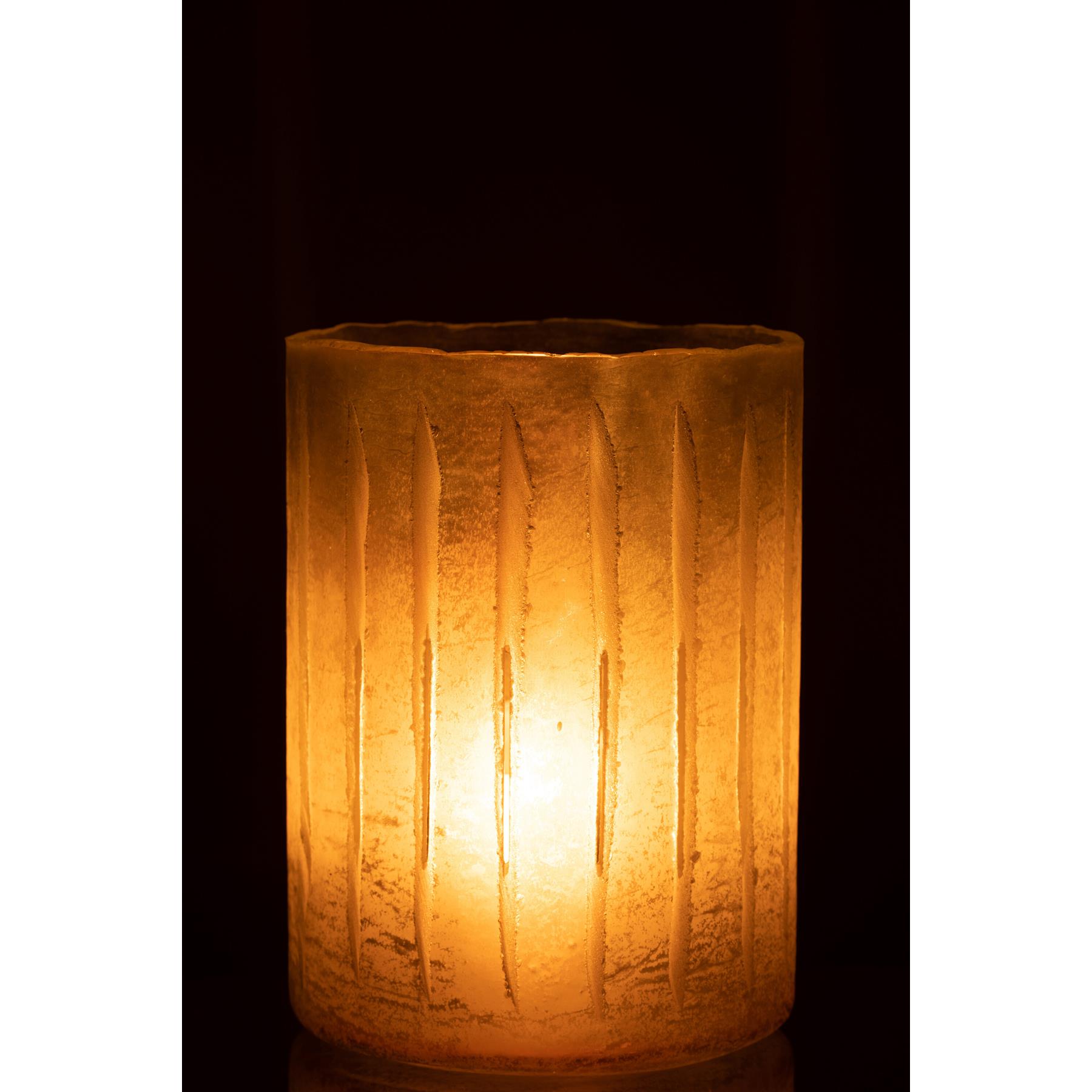 J-Line windlicht Strepen - glas - geel - large