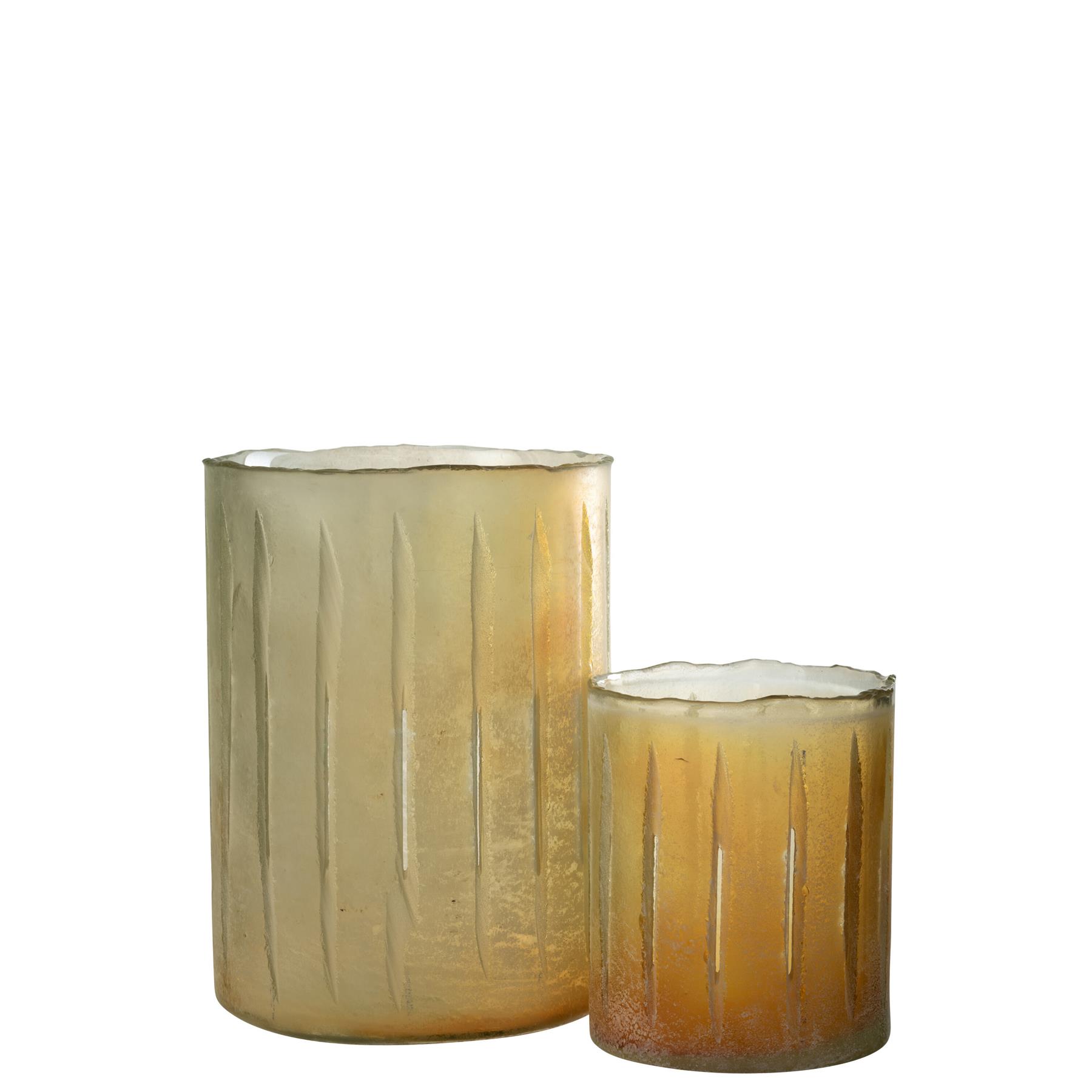 J-Line windlicht Strepen - glas - geel - large