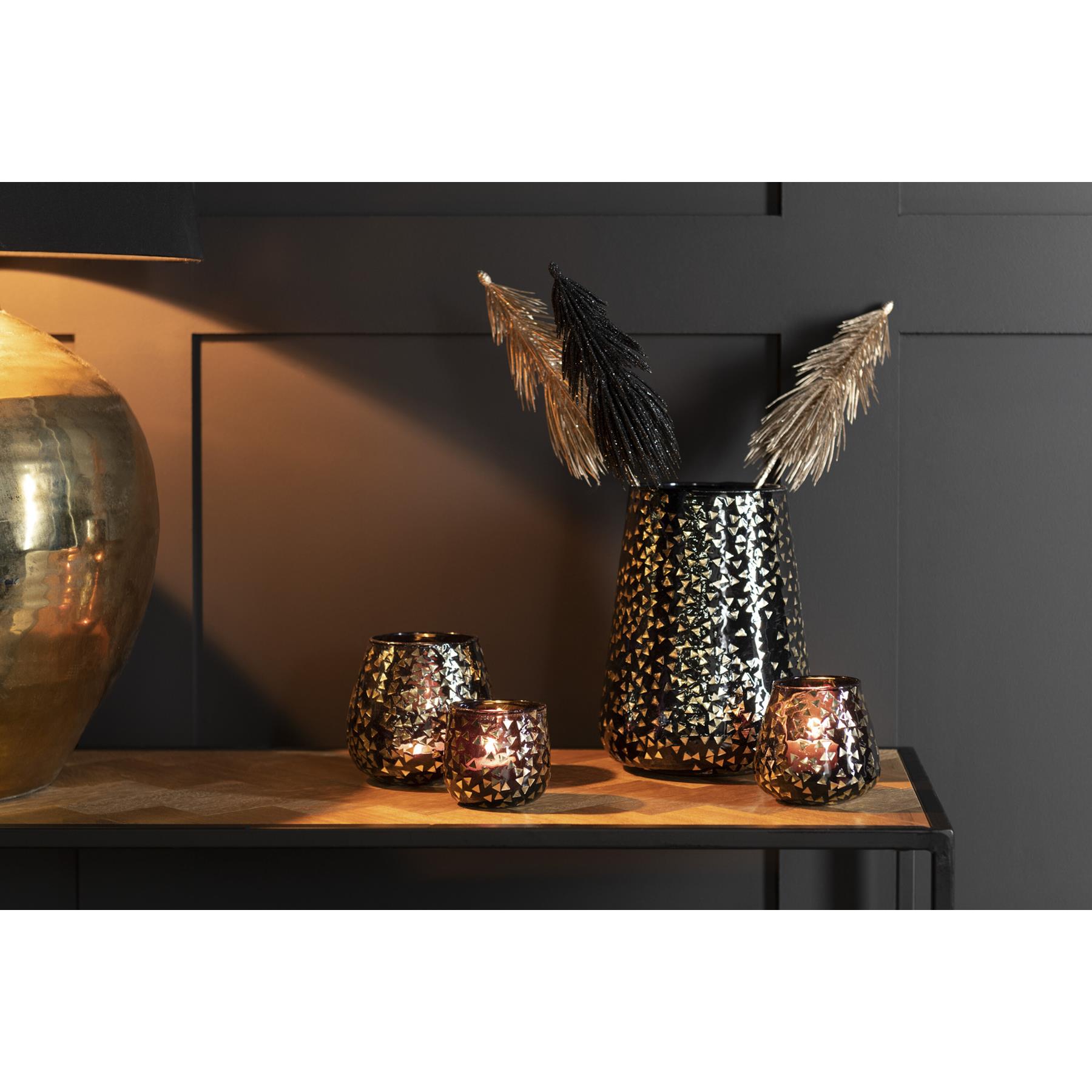 J-Line kaarshouder Driehoek - glas - zwart|goud - small - 4 stuks