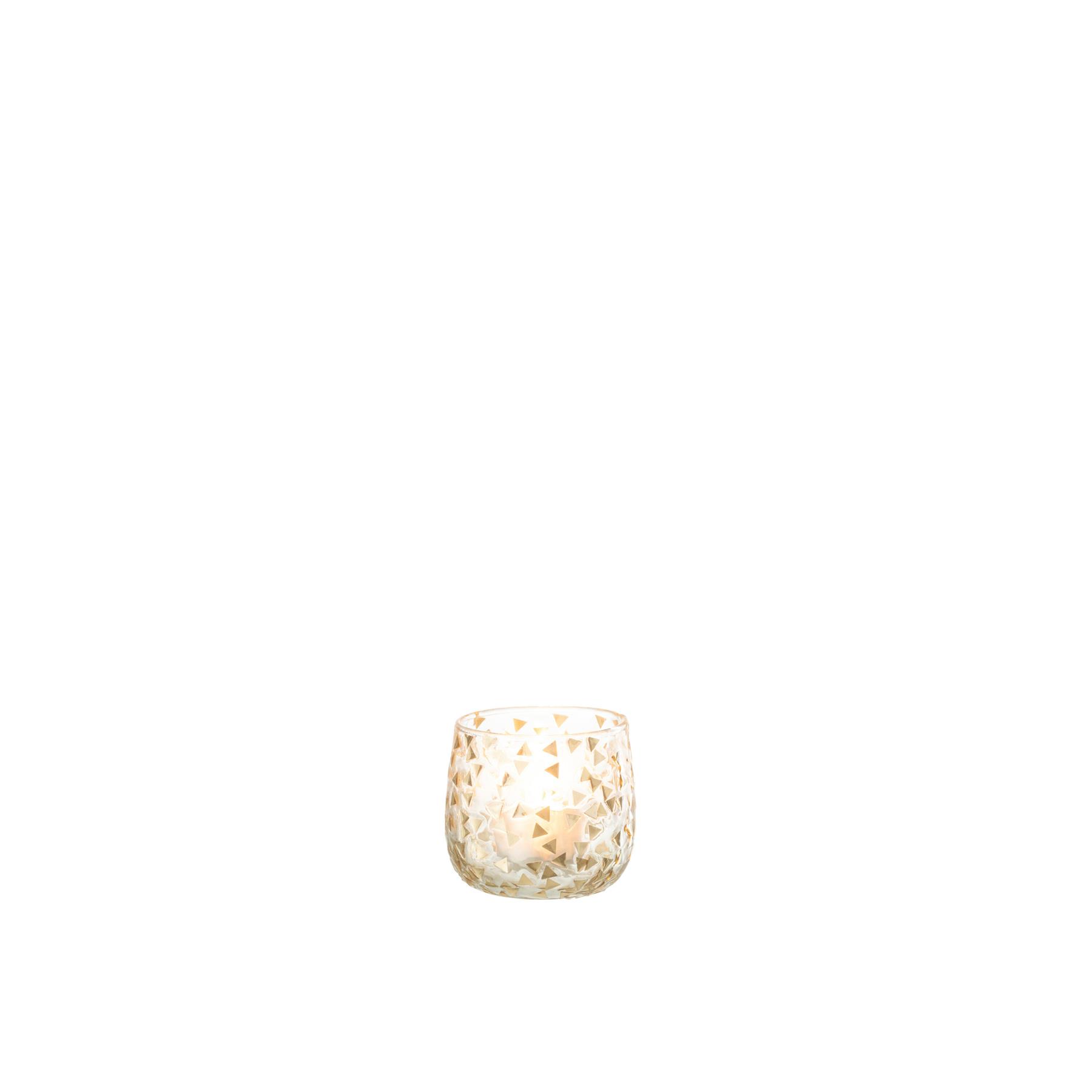 J-Line windlicht Driehoek - glas - transparant|goud - small - 4 stuks