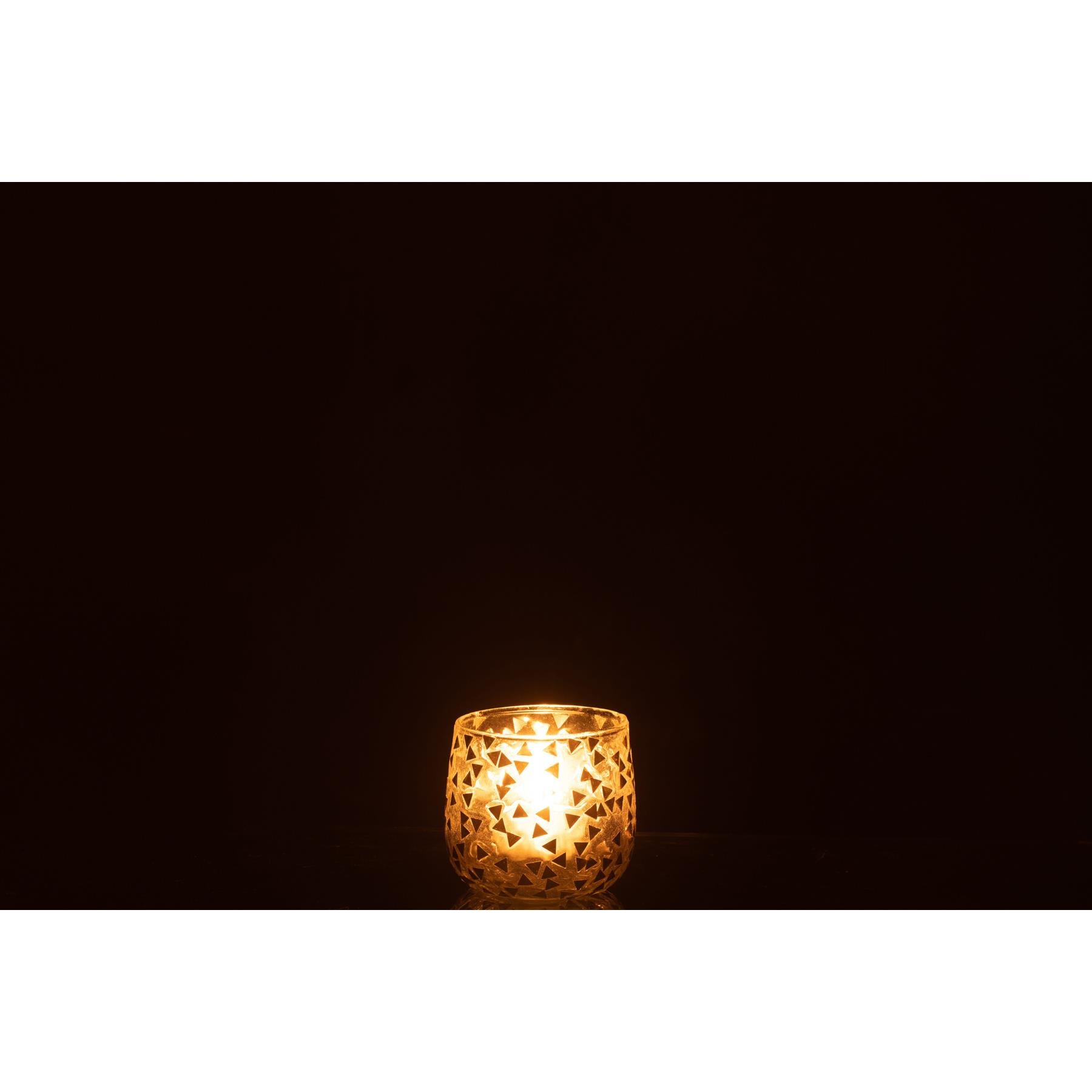 J-Line windlicht Driehoek - glas - transparant|goud - small - 4 stuks