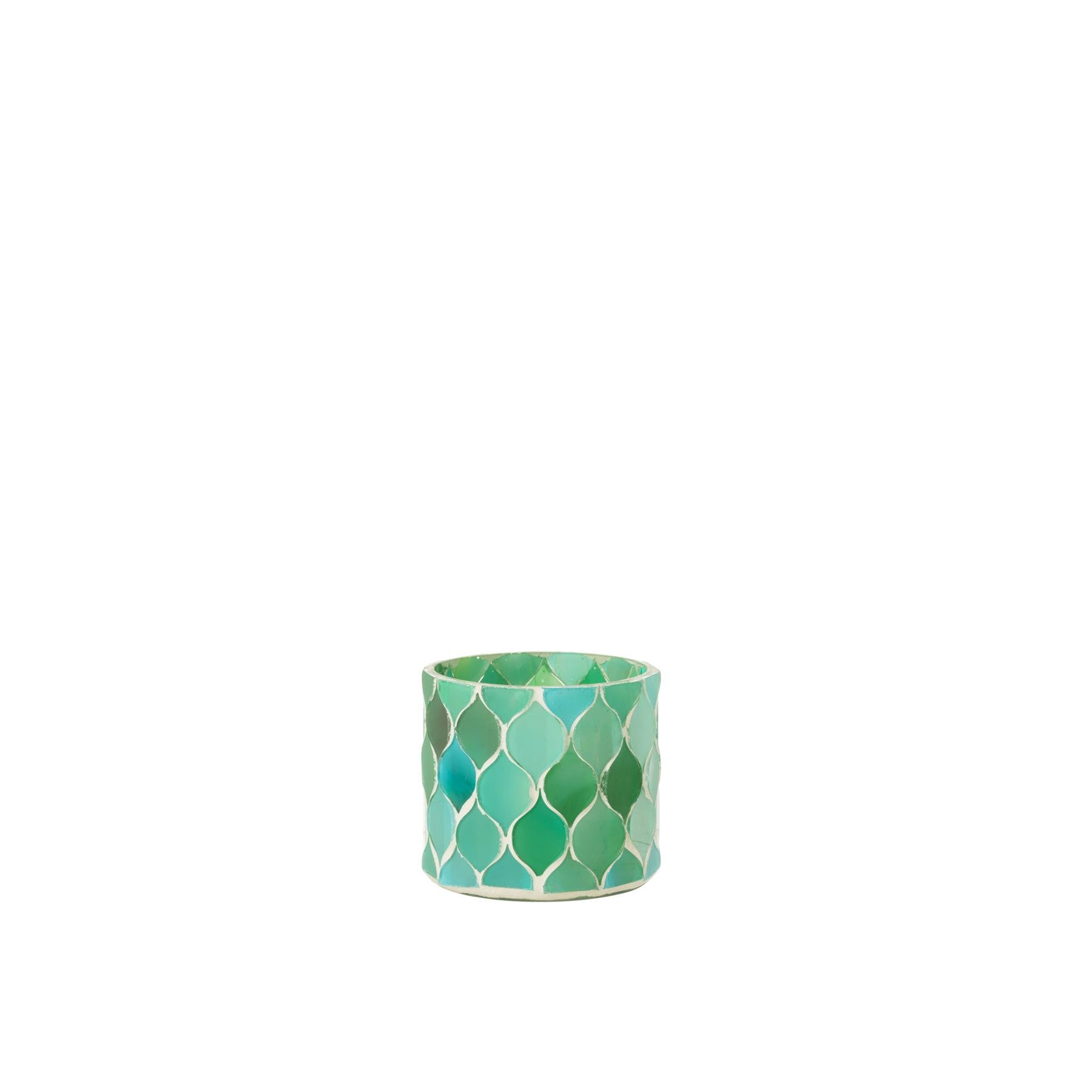 J-Line windlicht Mozaiek Diamant - glas - blauw|groen - small