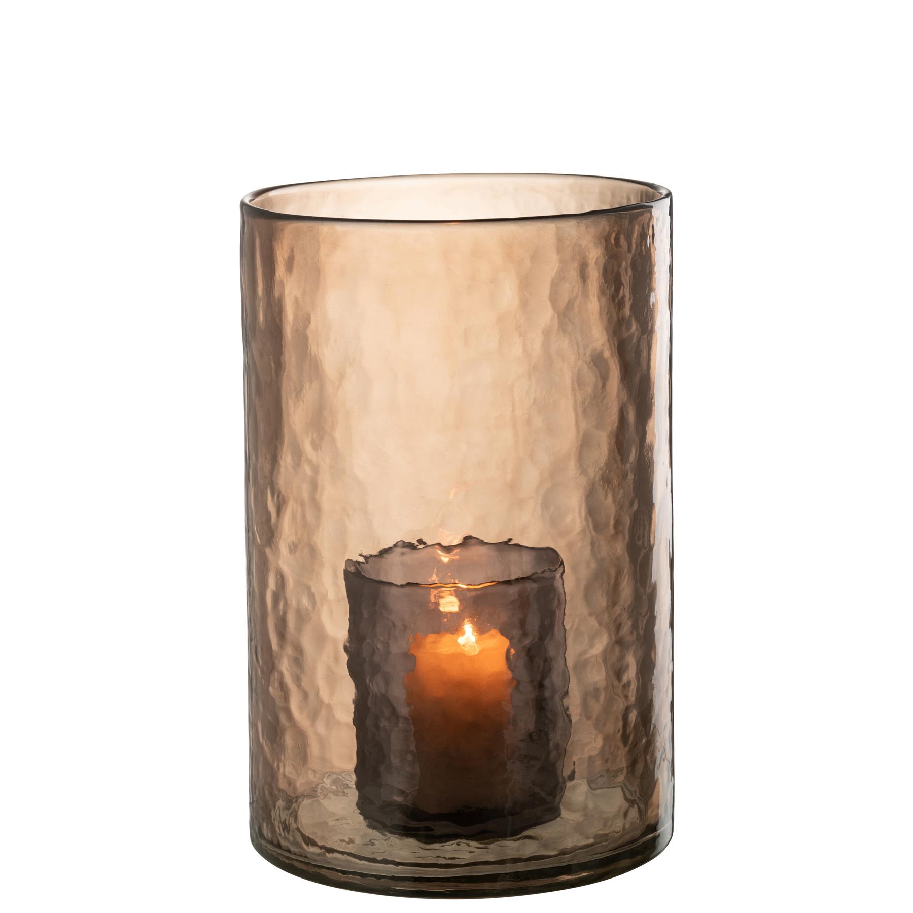J-Line windlicht Dubbel - glas - oker - large
