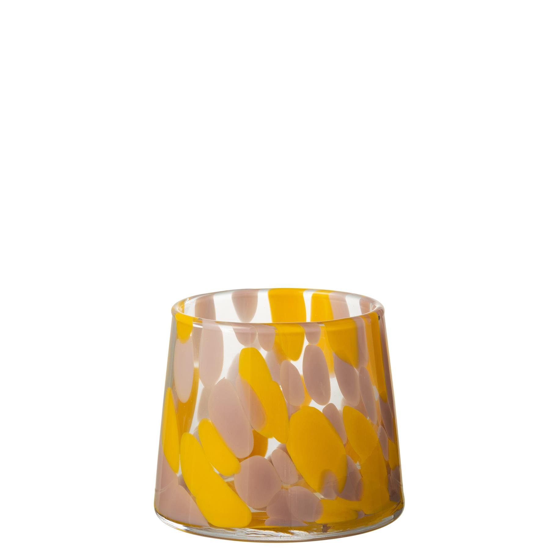 J-Line windlicht Spikkels - glas - roze|oker