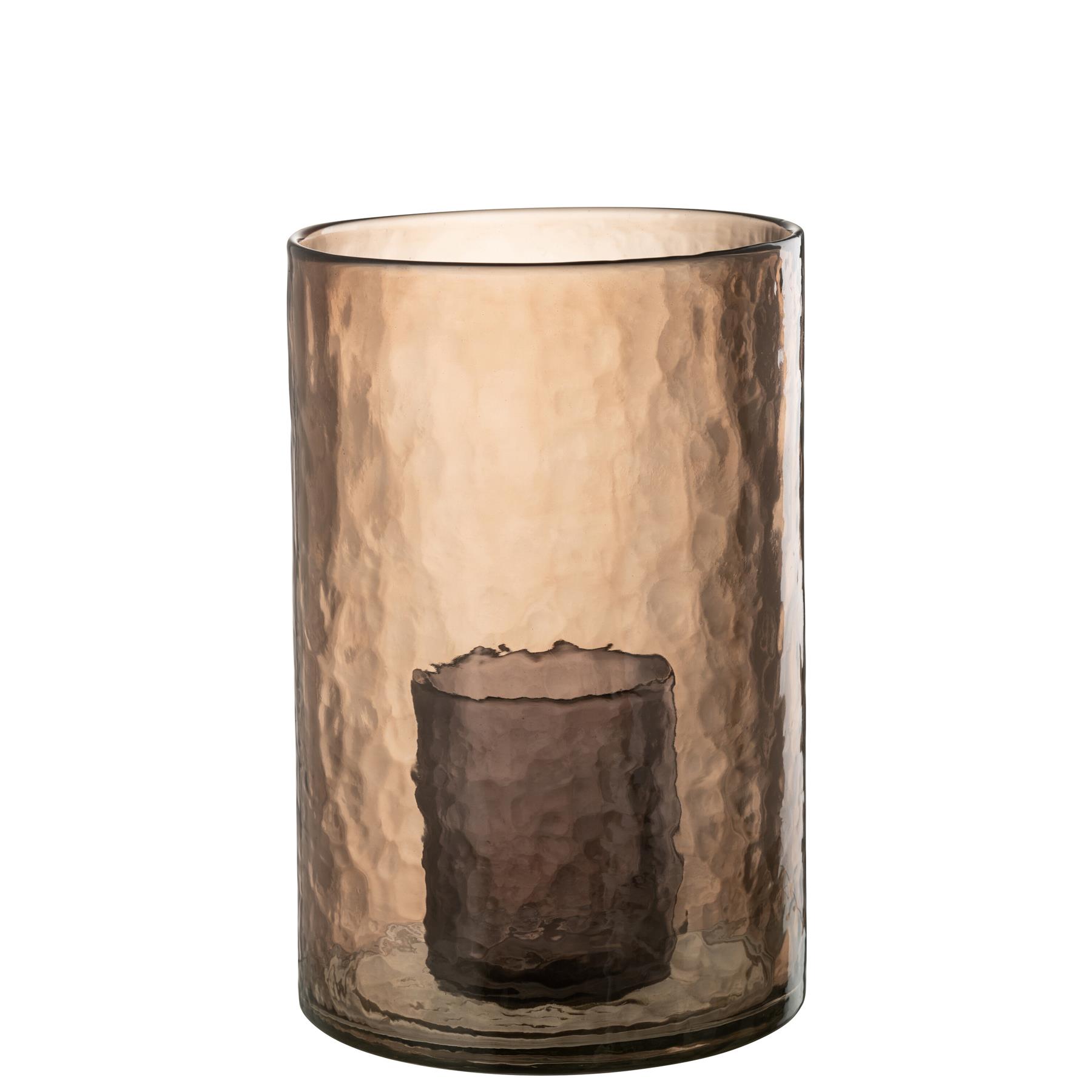 J-Line windlicht Dubbel - glas - oker - large