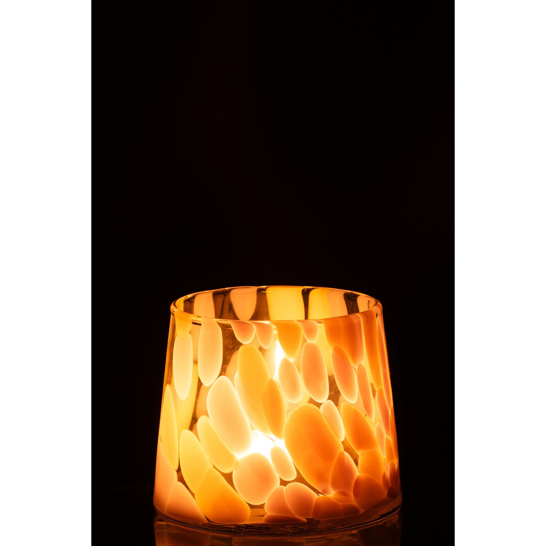 J-Line windlicht Spikkels - glas - roze|oker