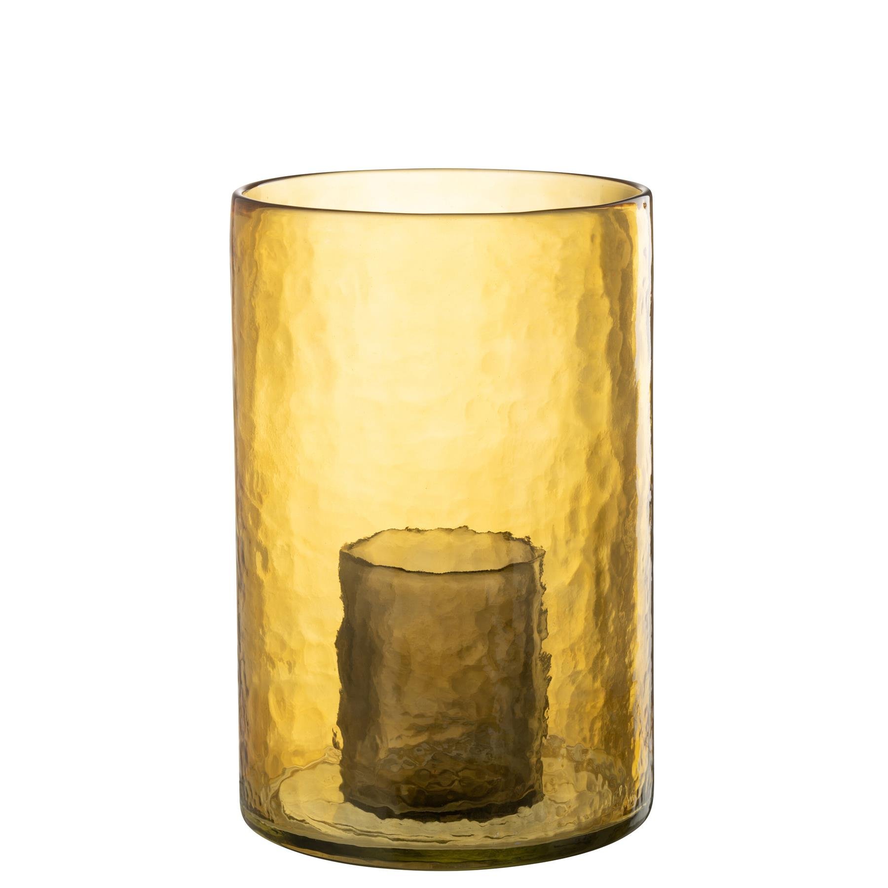 J-Line windlicht Dubbel - glas - geel - large