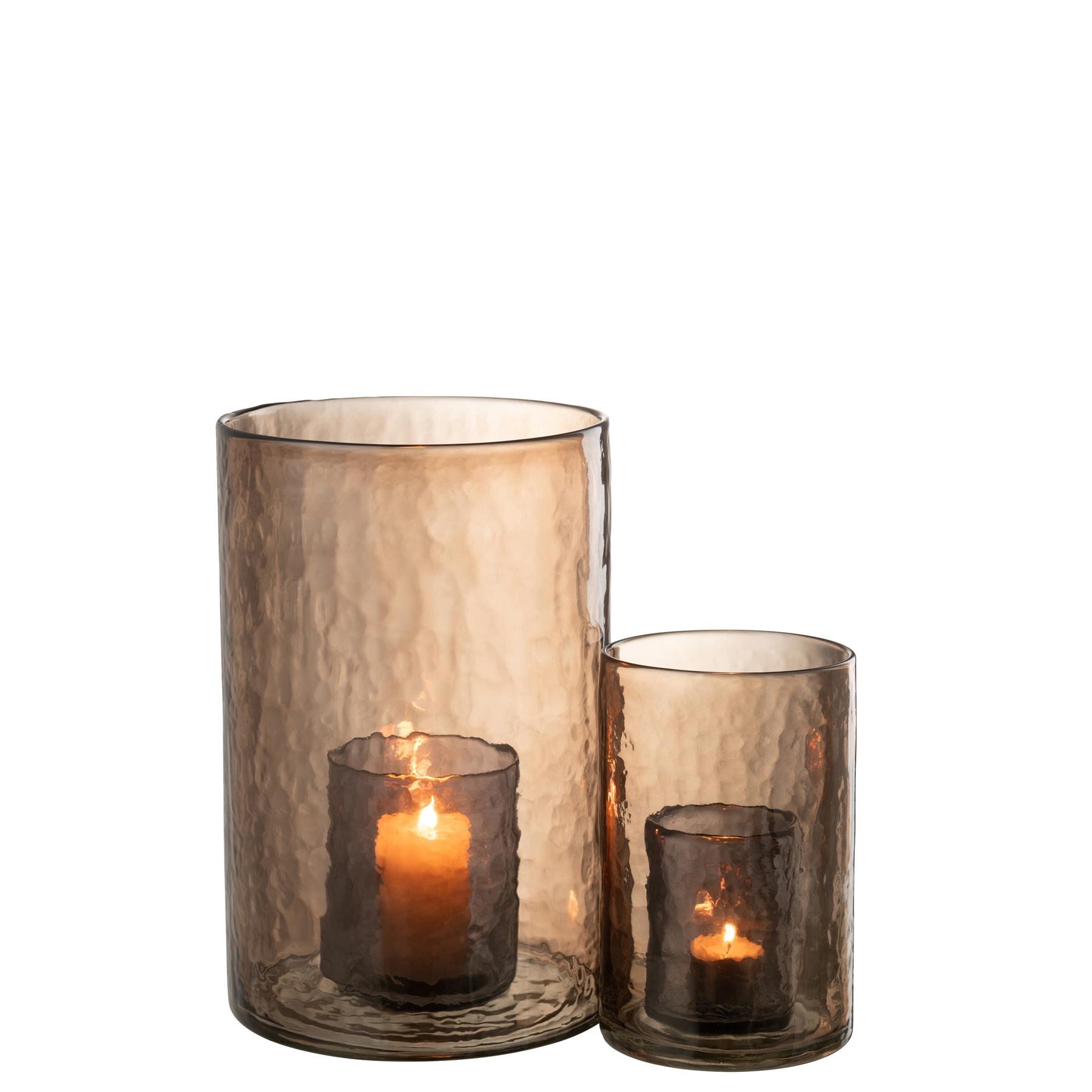 J-Line windlicht Dubbel - glas - oker - large