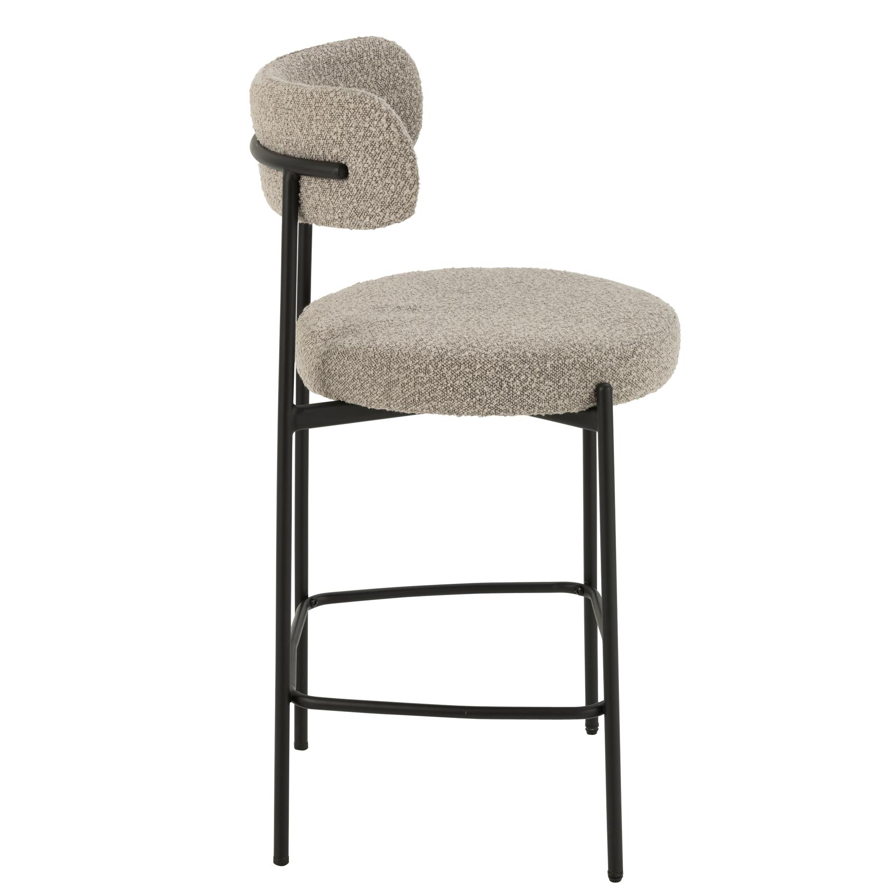 J-Line barstoel Bouclé - multiplex|polyester - grijs|zwart