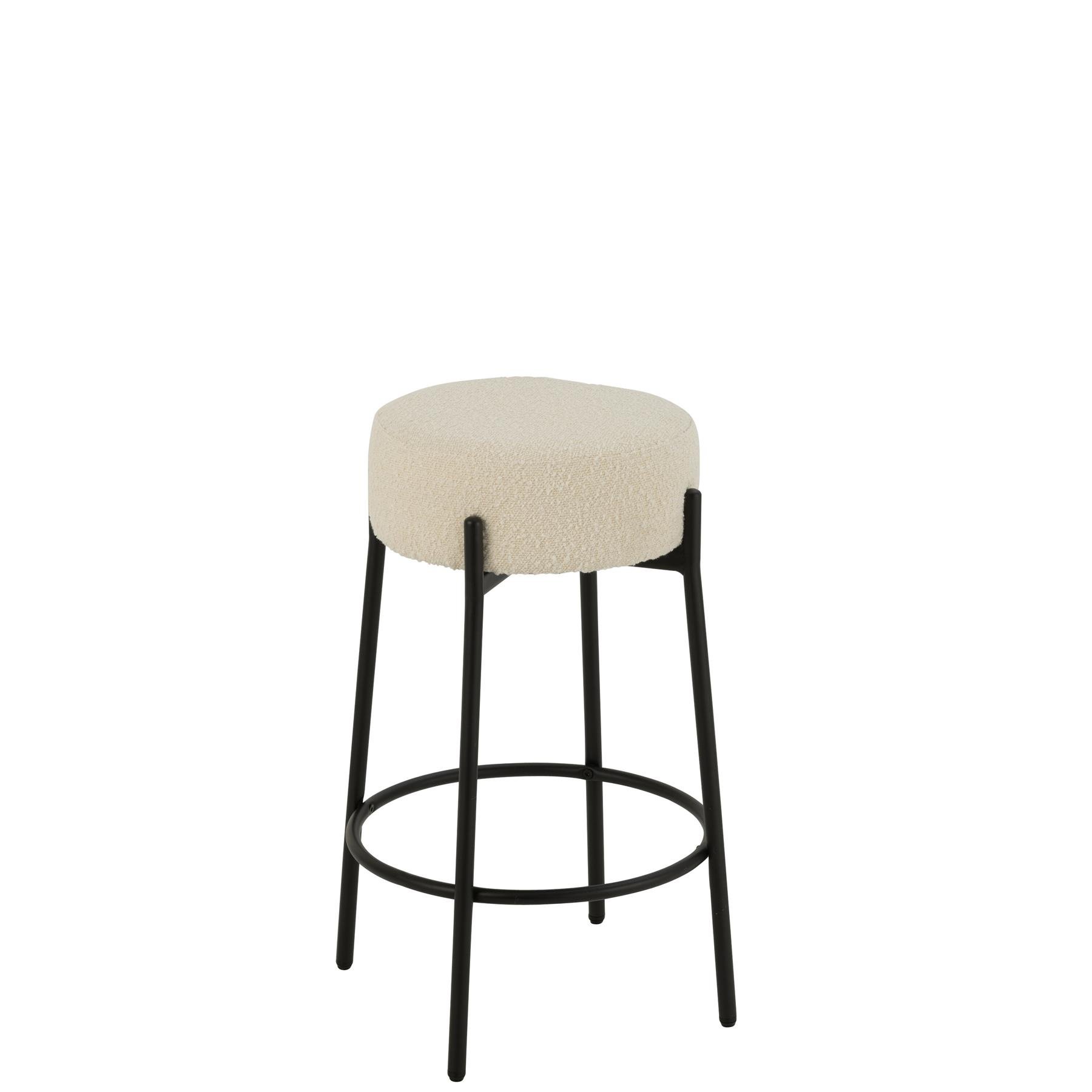 J-Line barkruk Bouclé - multiplex|polyester - wit|zwart