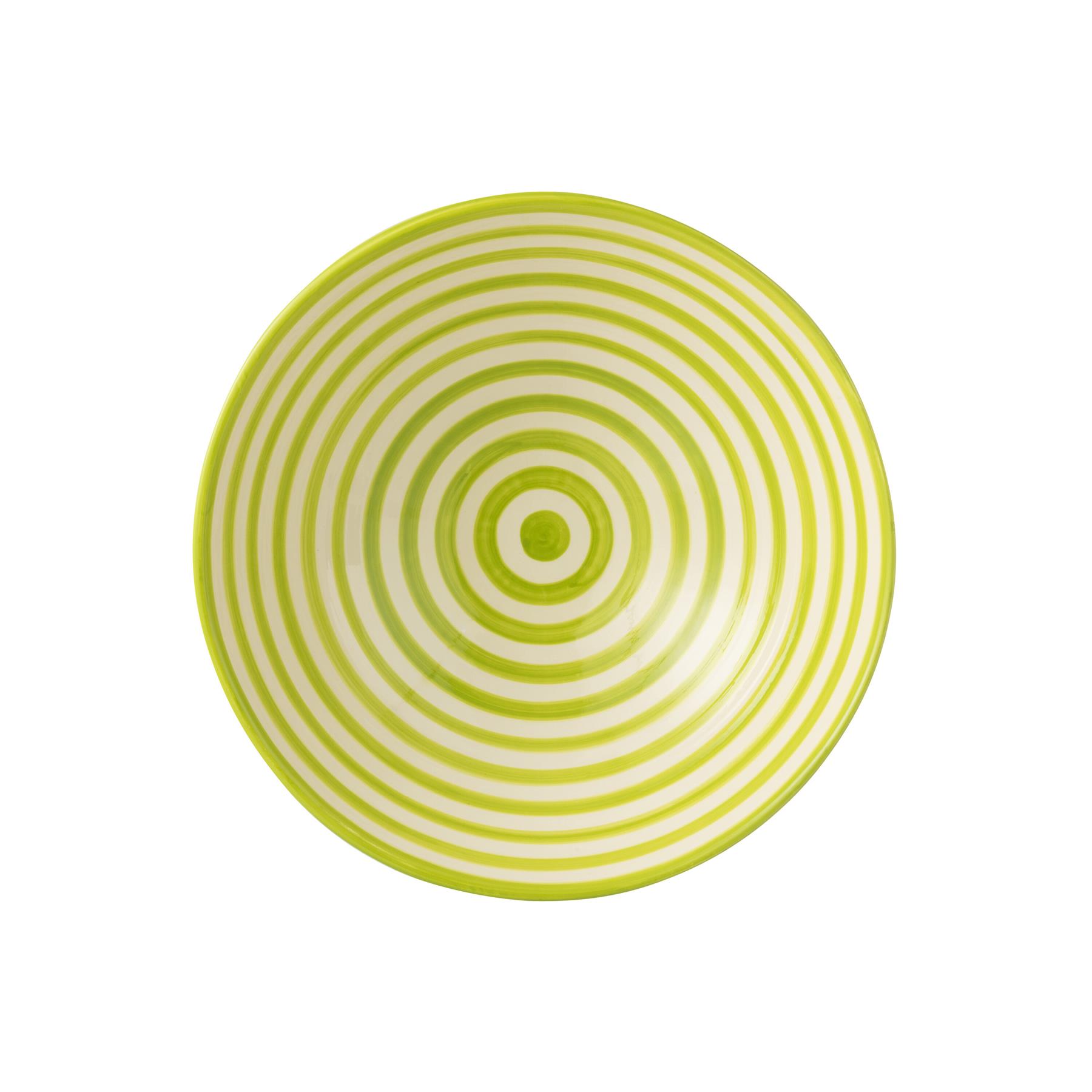 J-Line Lebrillo Bowl Granada Stripes Ceramic White|Green