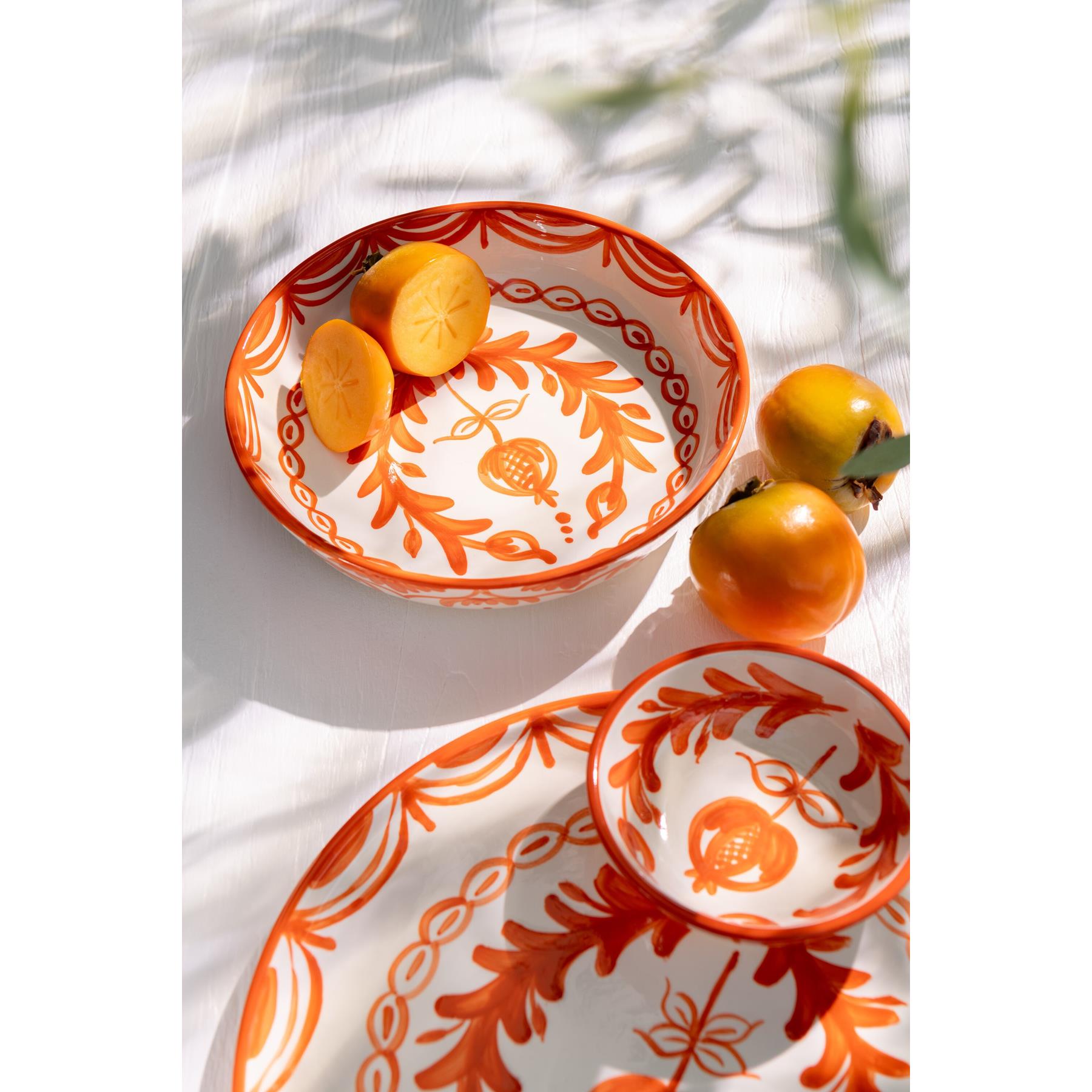 J-Line Bowl Granada High Ceramic White|Orange Small