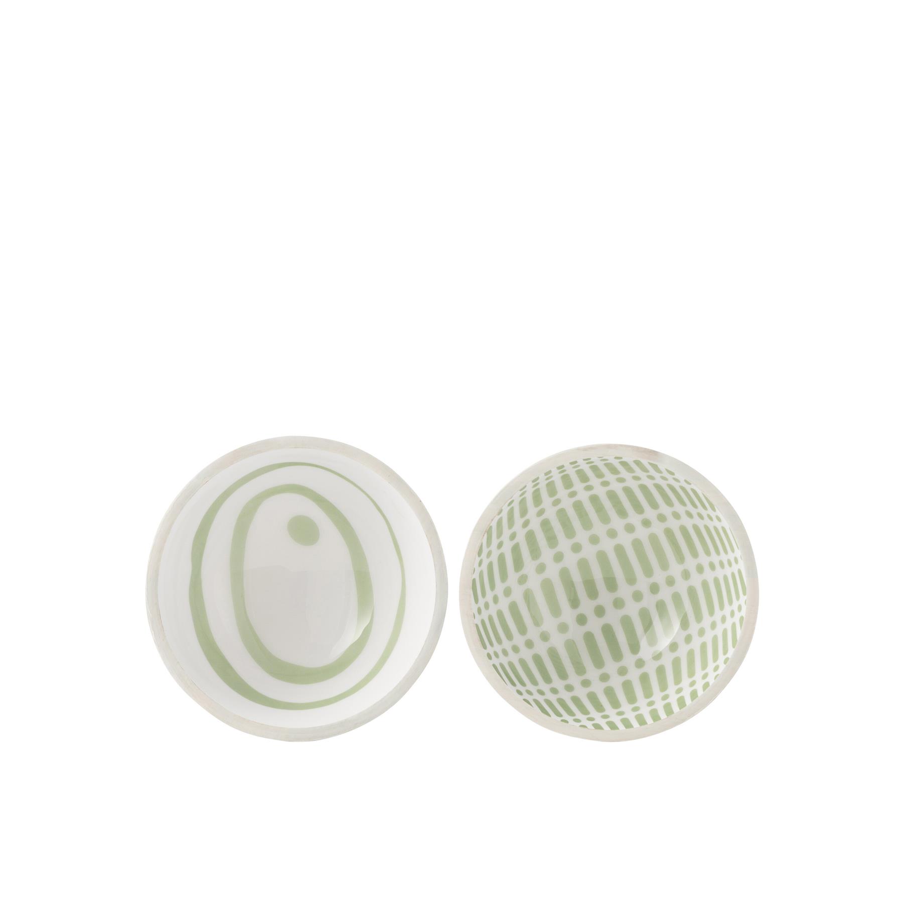 J-Line kom - hout - groen|wit - medium - 2 stuks