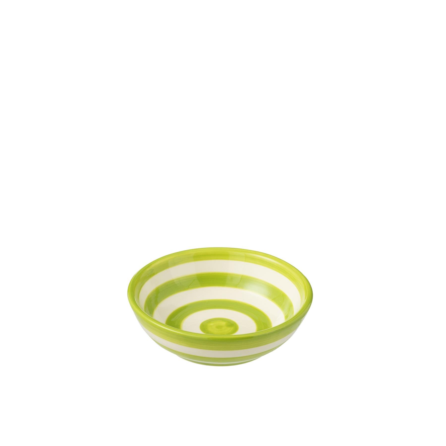 J-Line Bowl Granada Stripes Low Ceramic White|Green Small