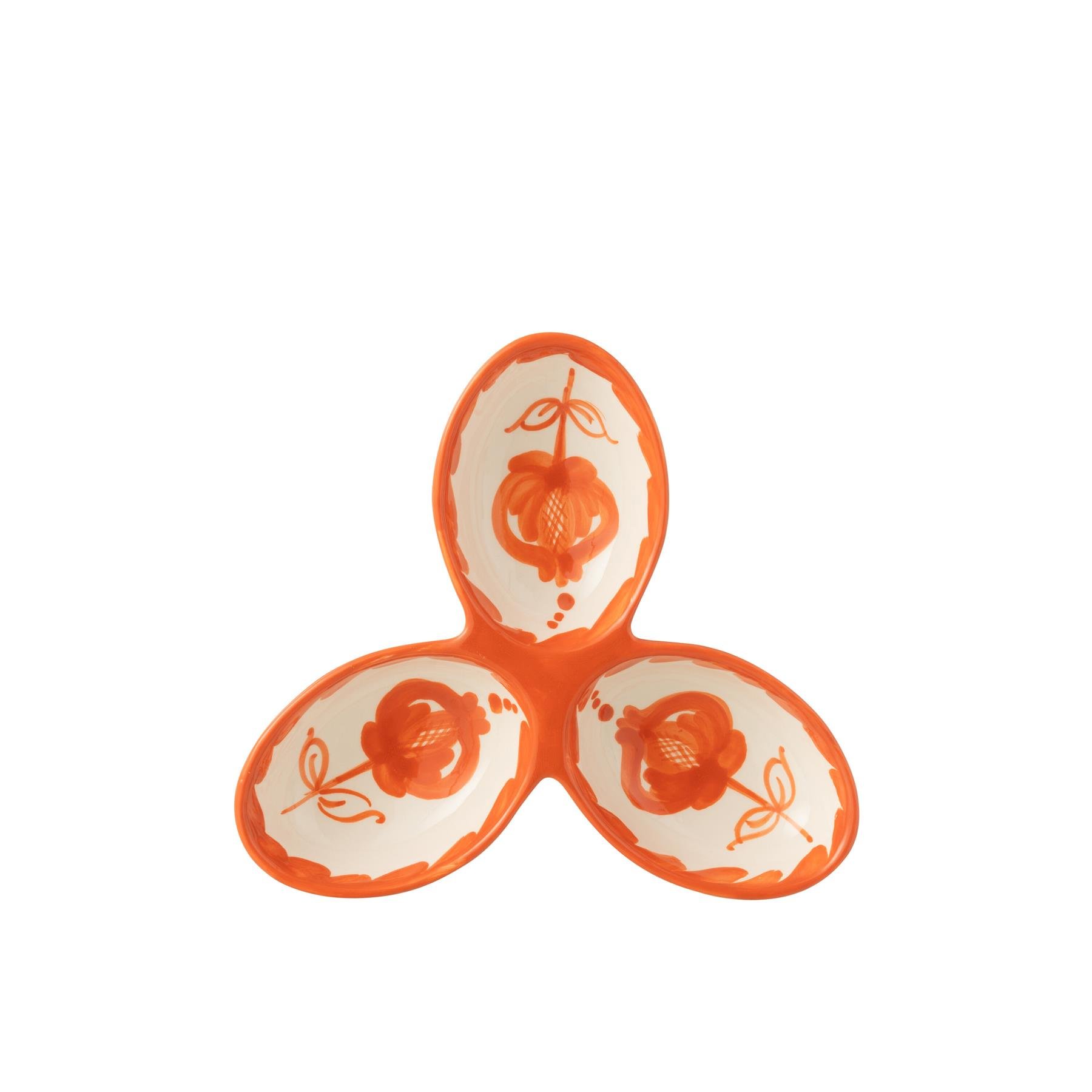 J-Line Apero Dish Granada Clover Ceramic White Orange