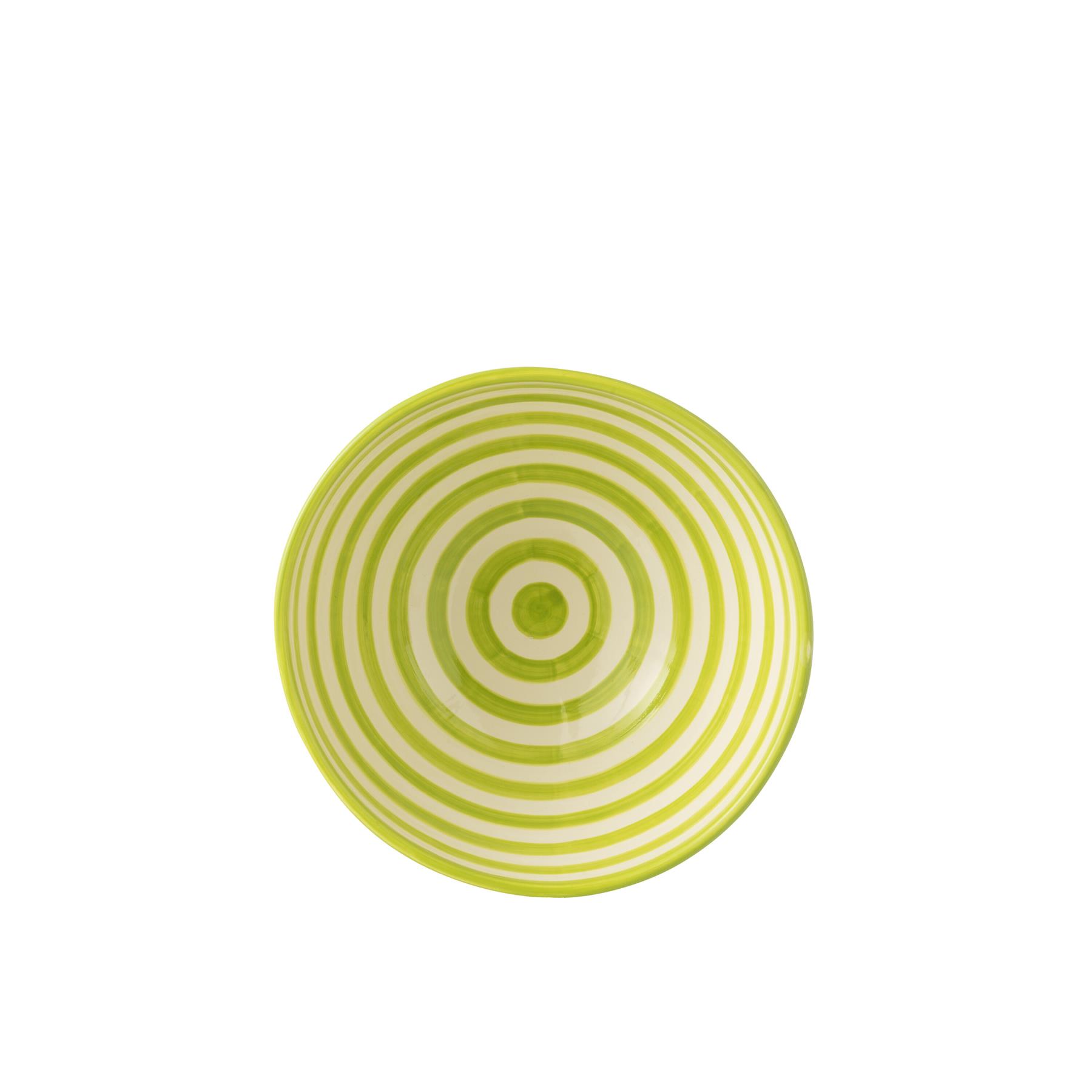 J-Line Bowl Granada Stripes High Ceramic White|Green Large